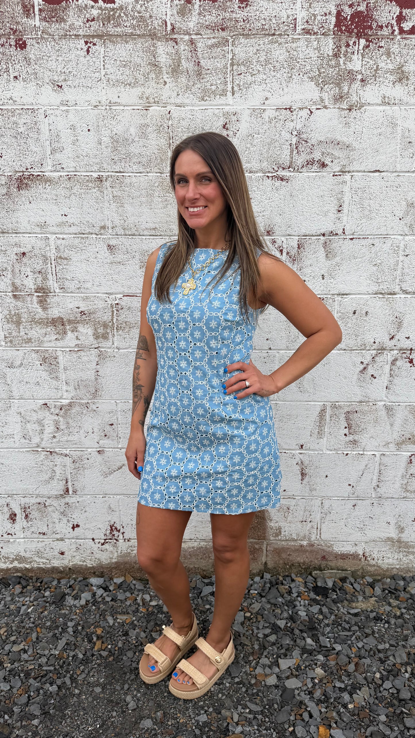 Dalilah Embroidered Eyelet Dress