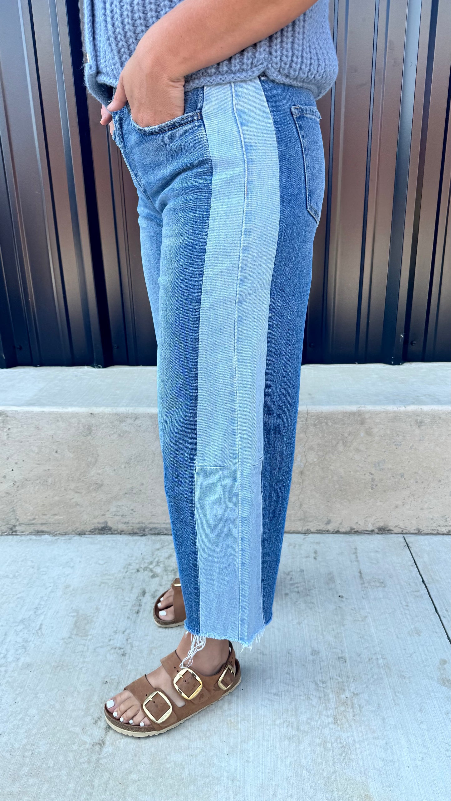 Maci Two Toned Barrel Jeans