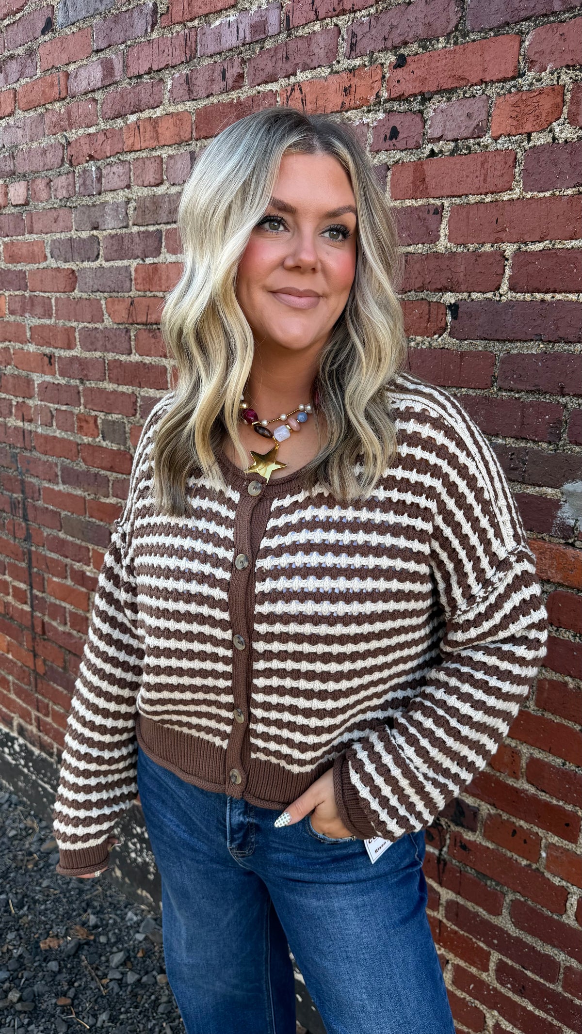 Cottage Charm Cardigan - Brown