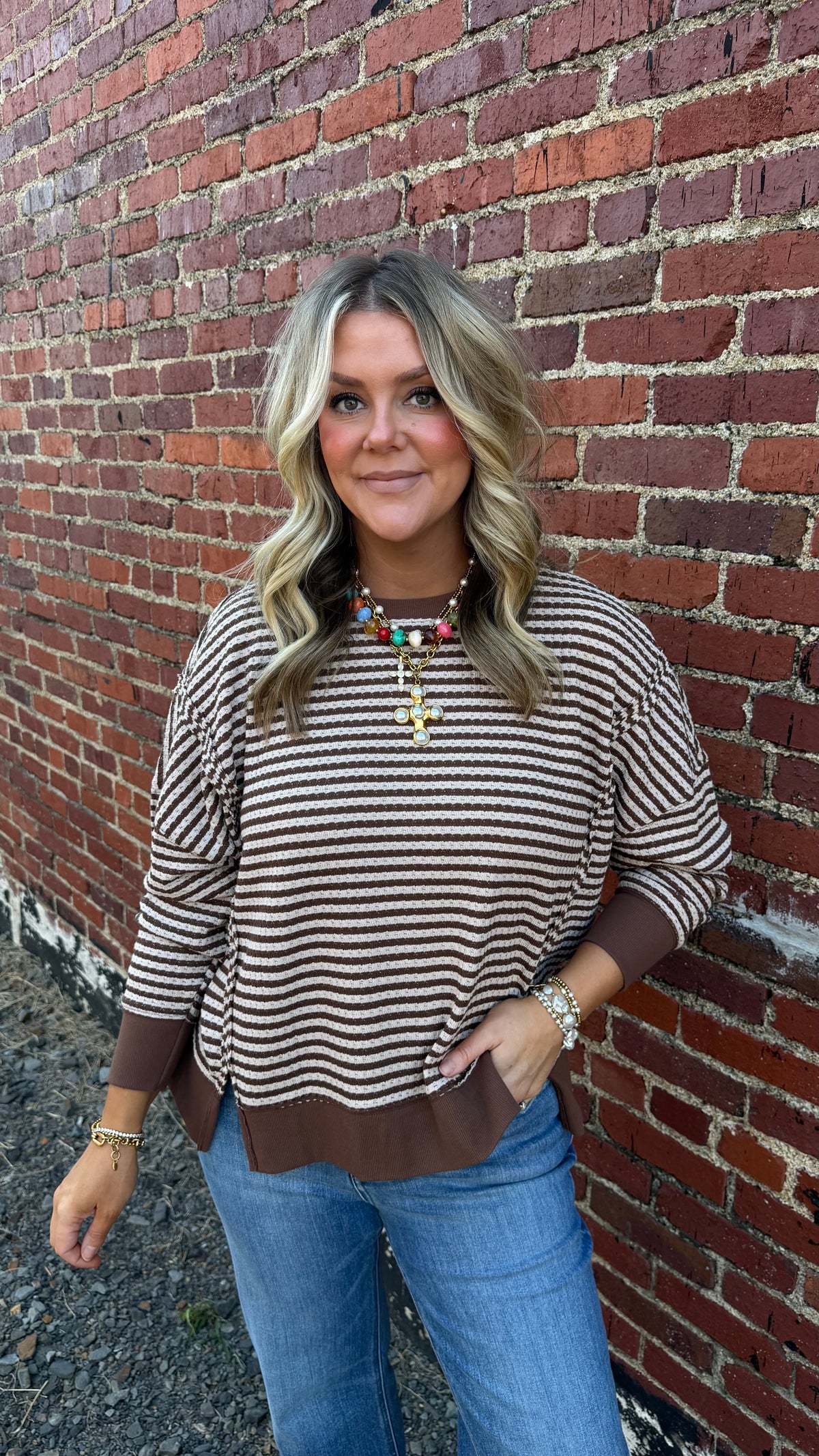 The Scottie Striped Sweater - Brown
