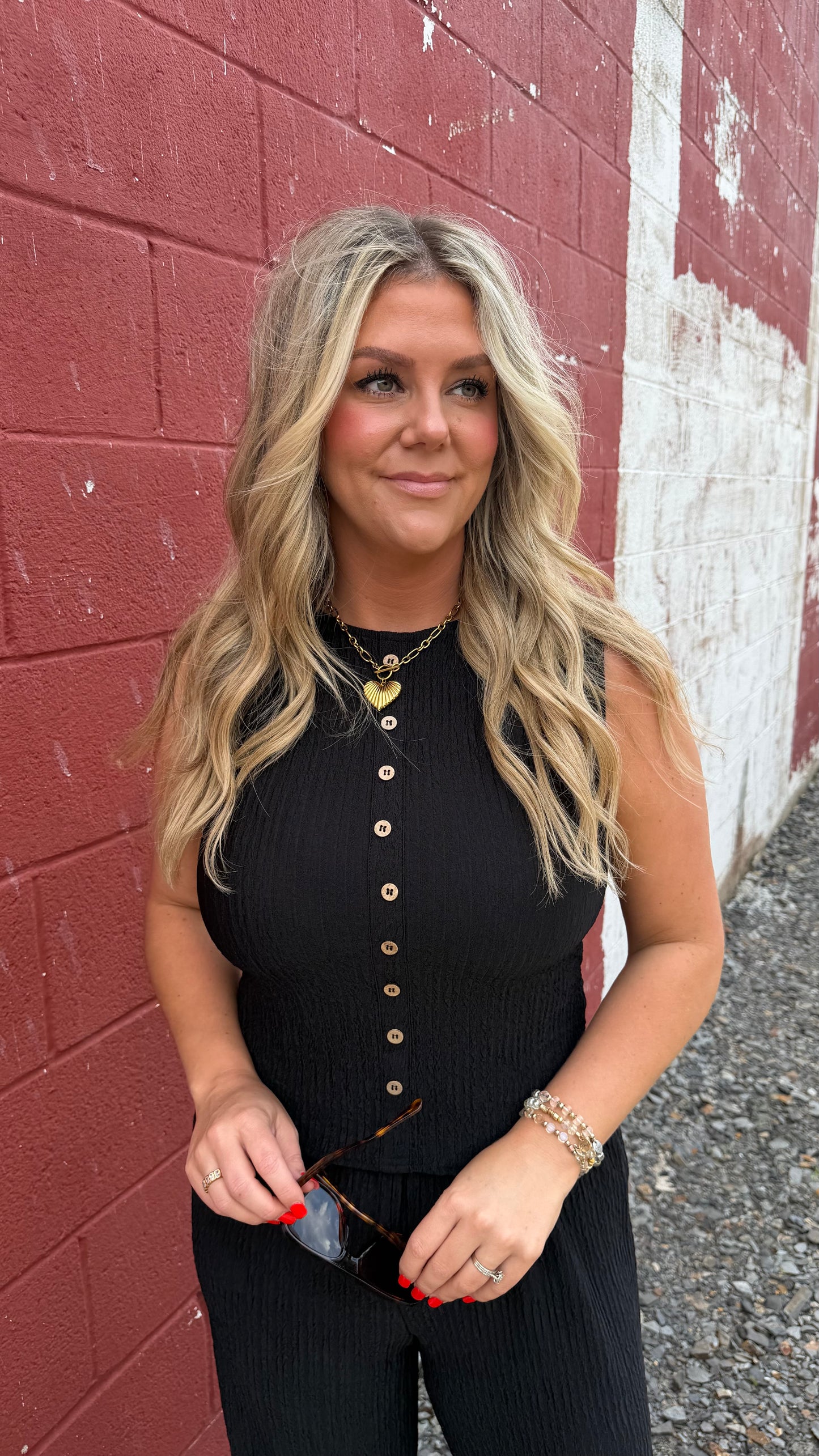 Textured Knit Top - Black