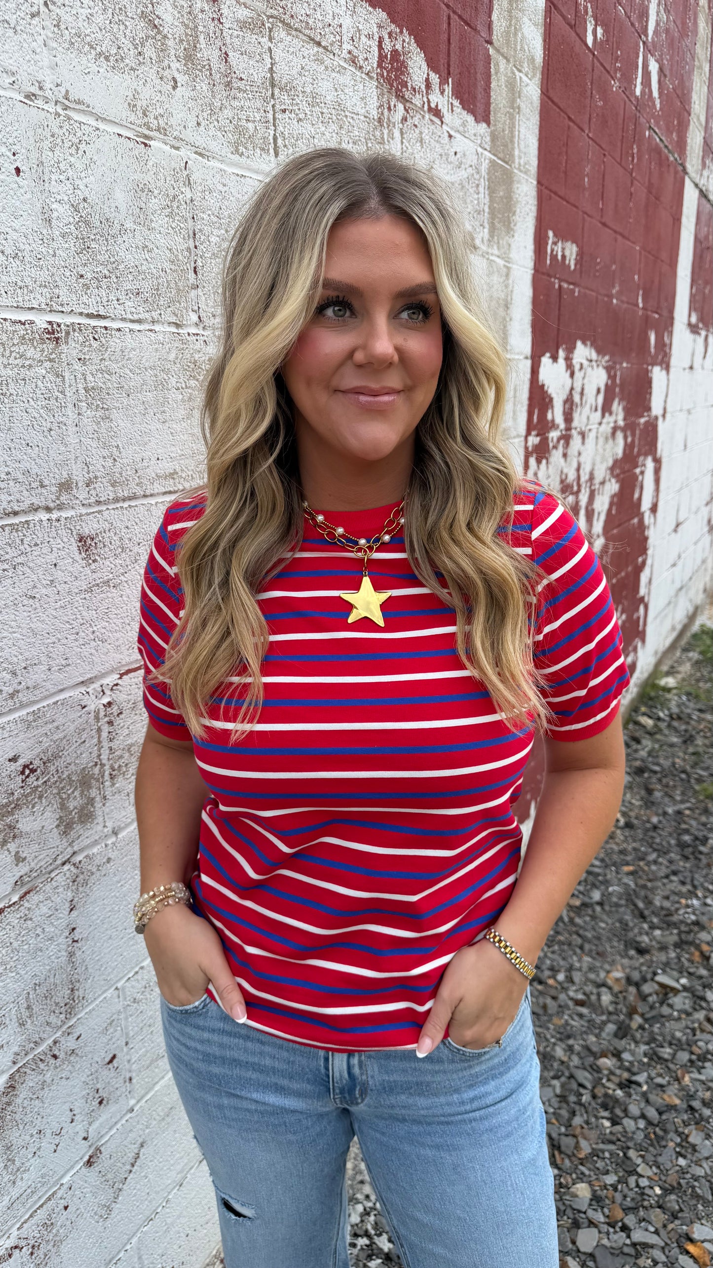 Born to be Free Striped Top - Red