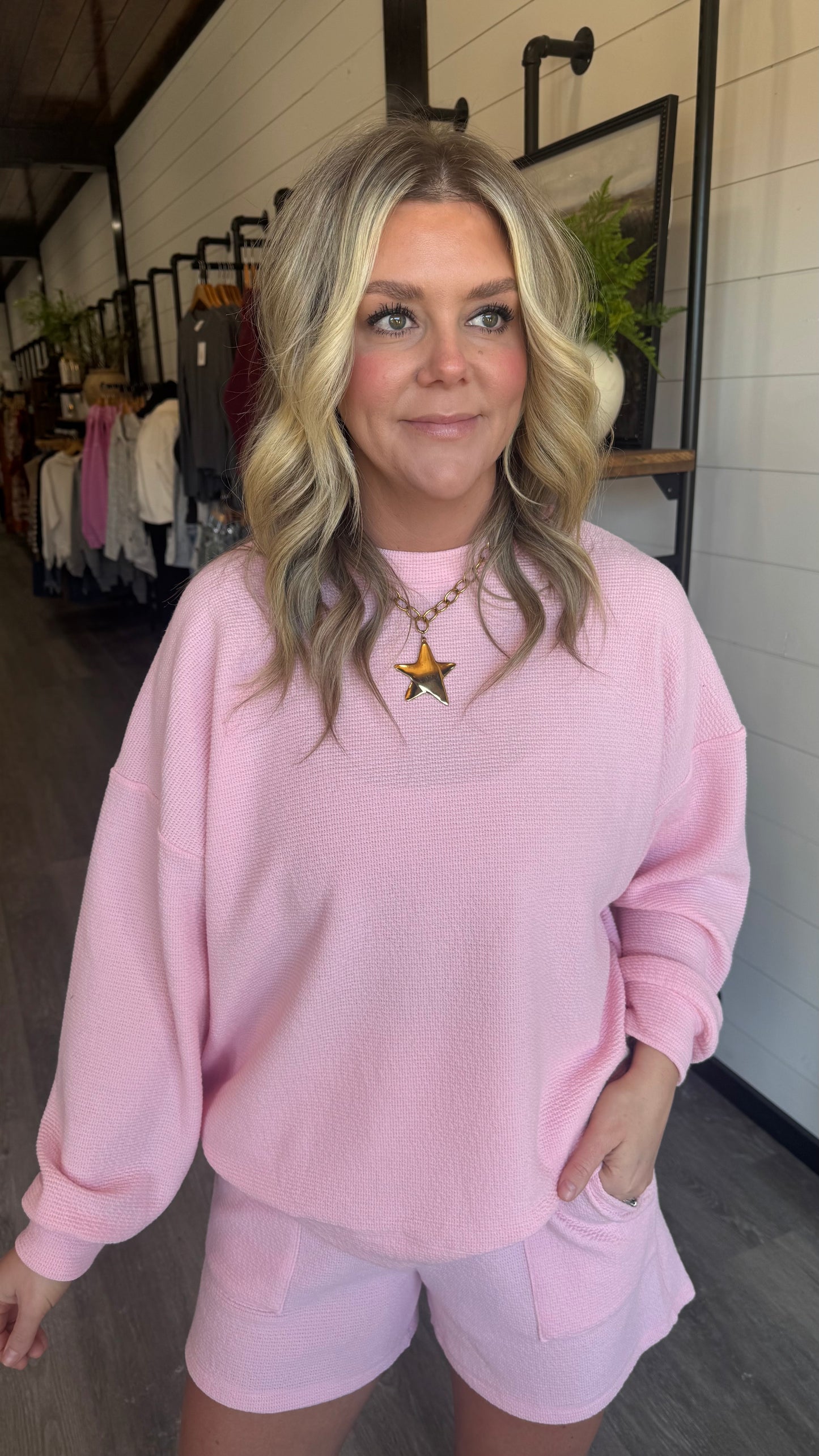 The Cori Cloudy Knit Top - Pink