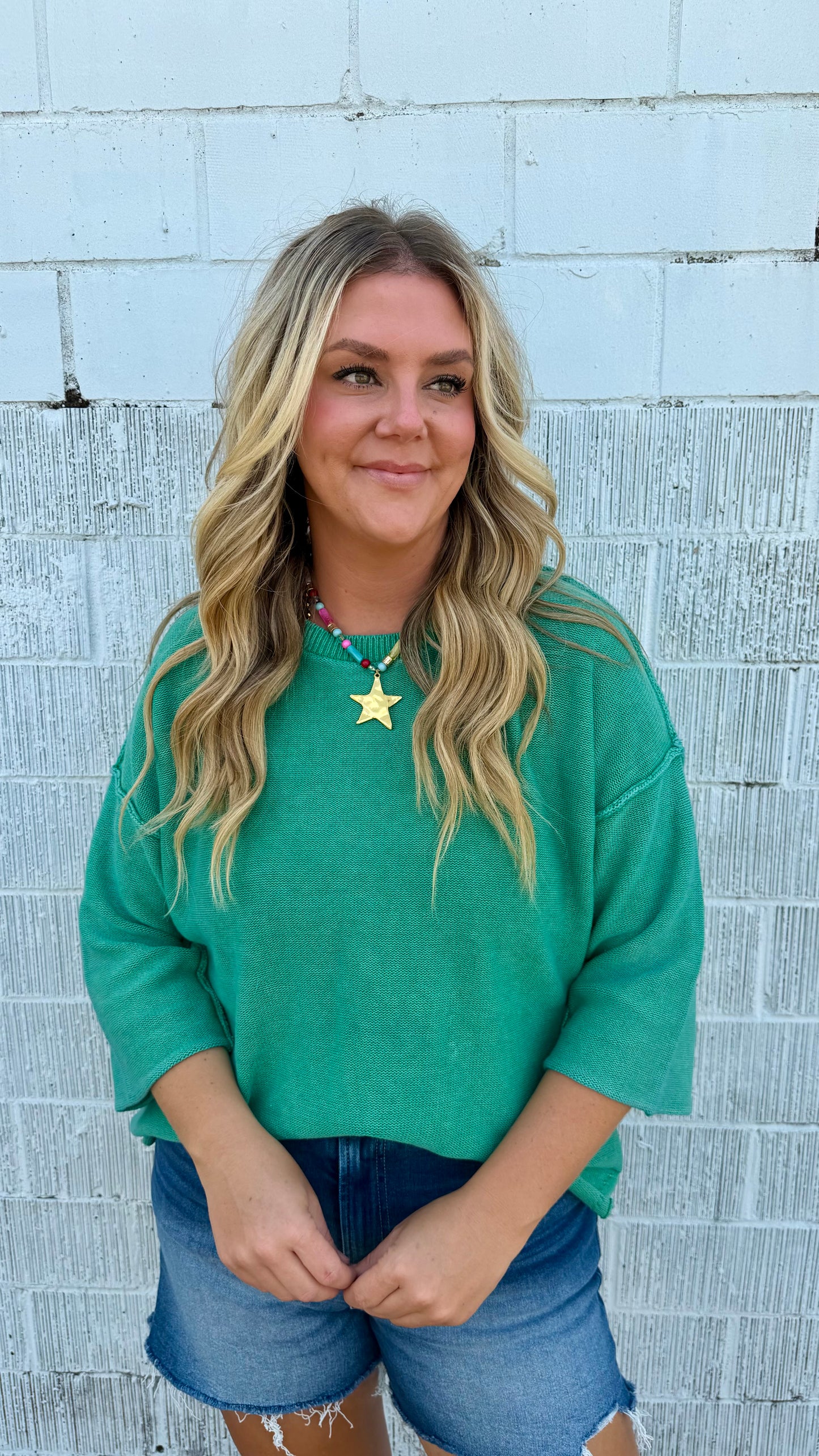 Ellison Washed Boxy Sweater - Green