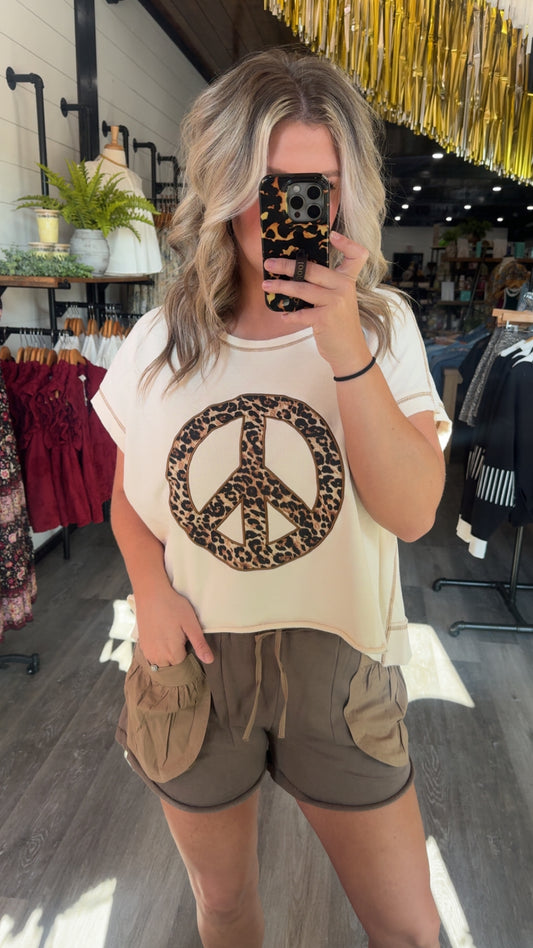 Leopard Peace Sign Top