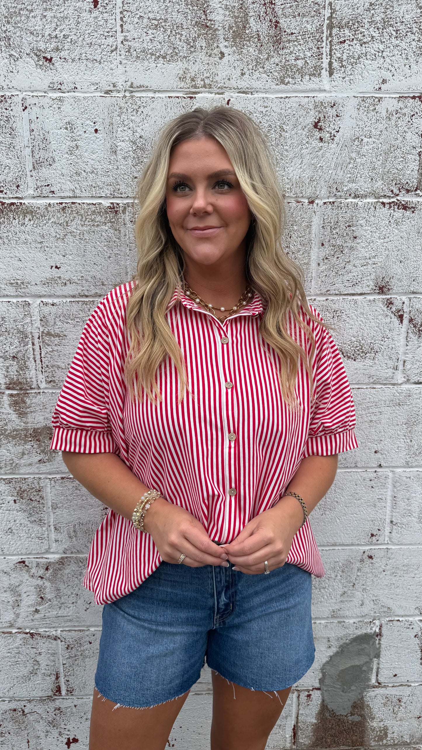 Ginny Striped Top - Red