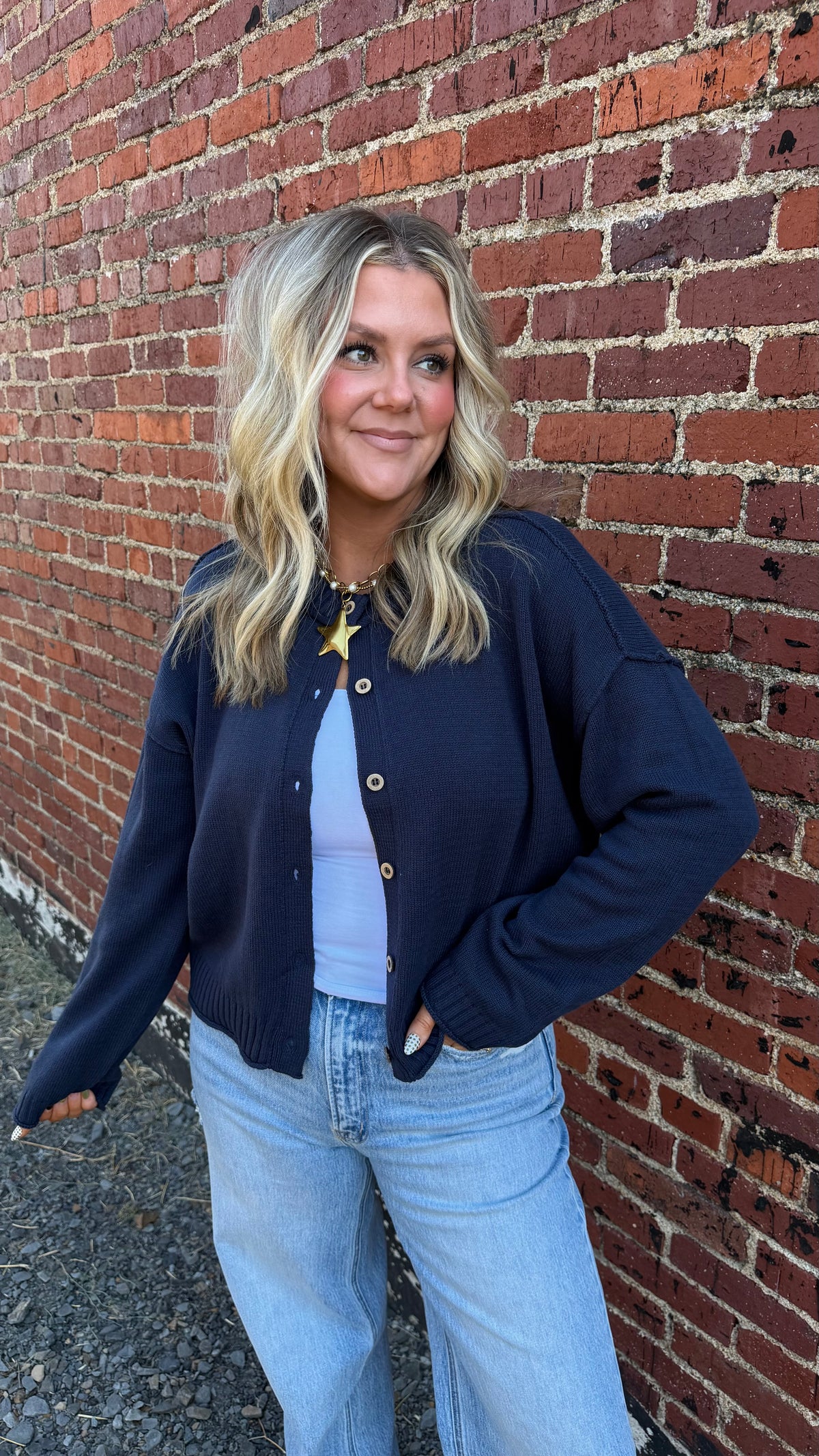 Cottage Charm Cardigan - Navy