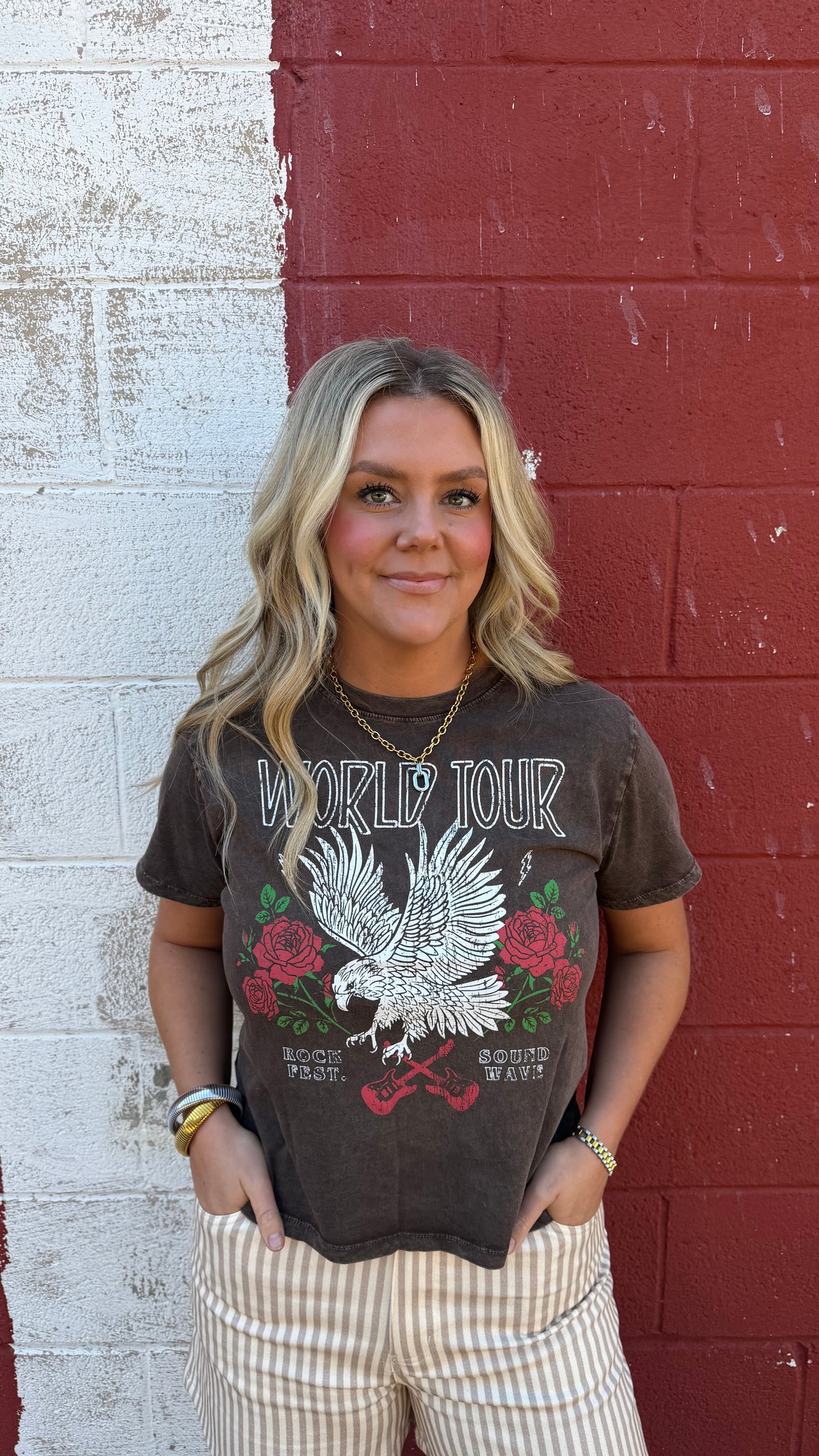 Acid Washed World Tour Tee - Brown