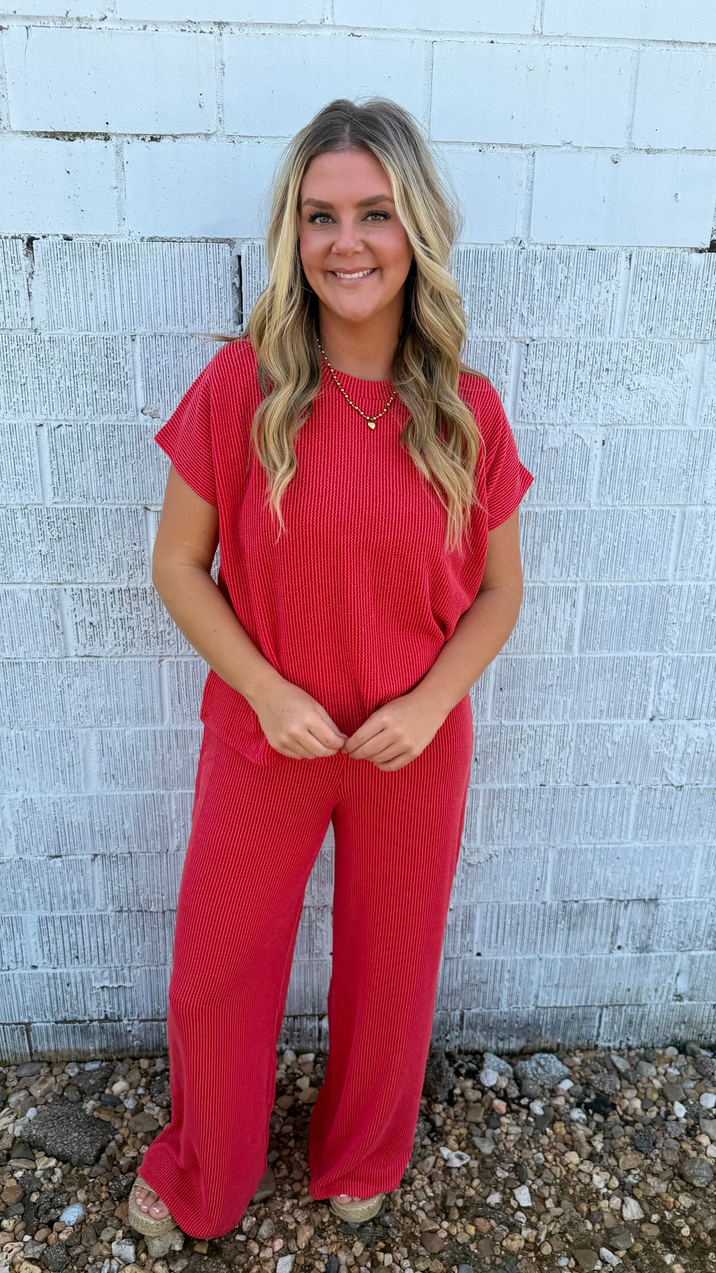 Classic Comfort Ribbed Set - Red