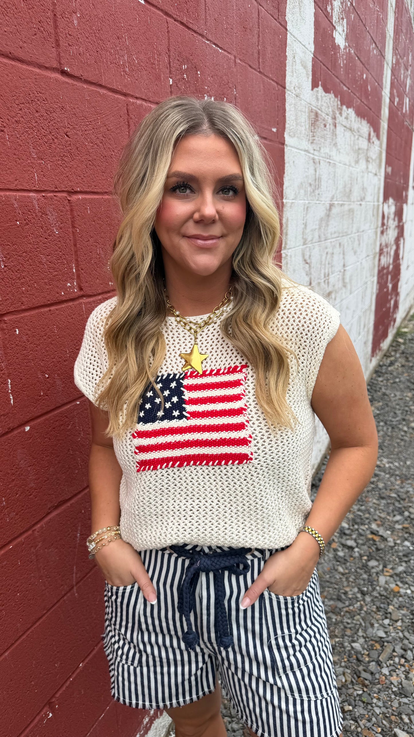 Stars & Stripes Stitched Top