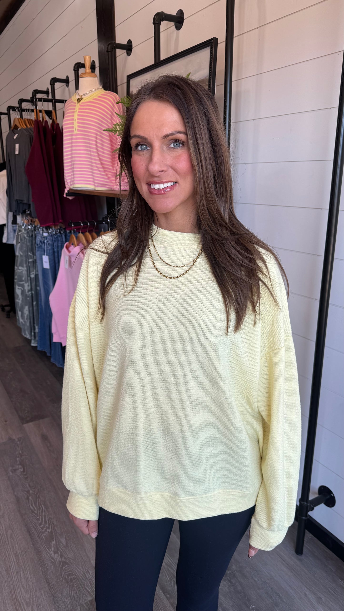 The Cori Cloudy Knit Top - Yellow