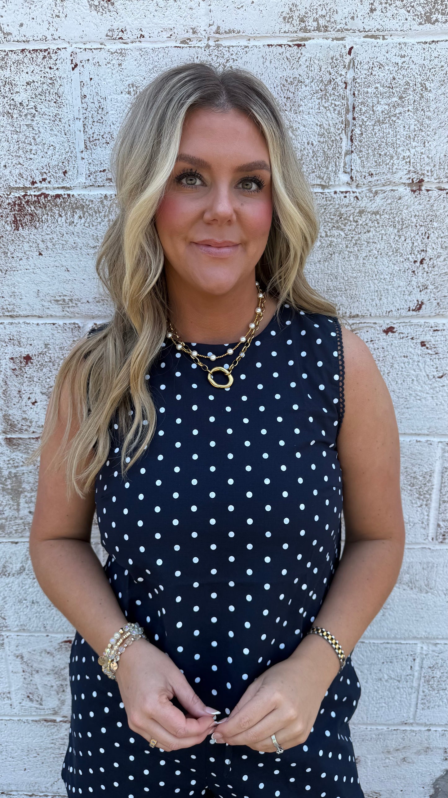 Naomi Navy Polka Dot Set - Top