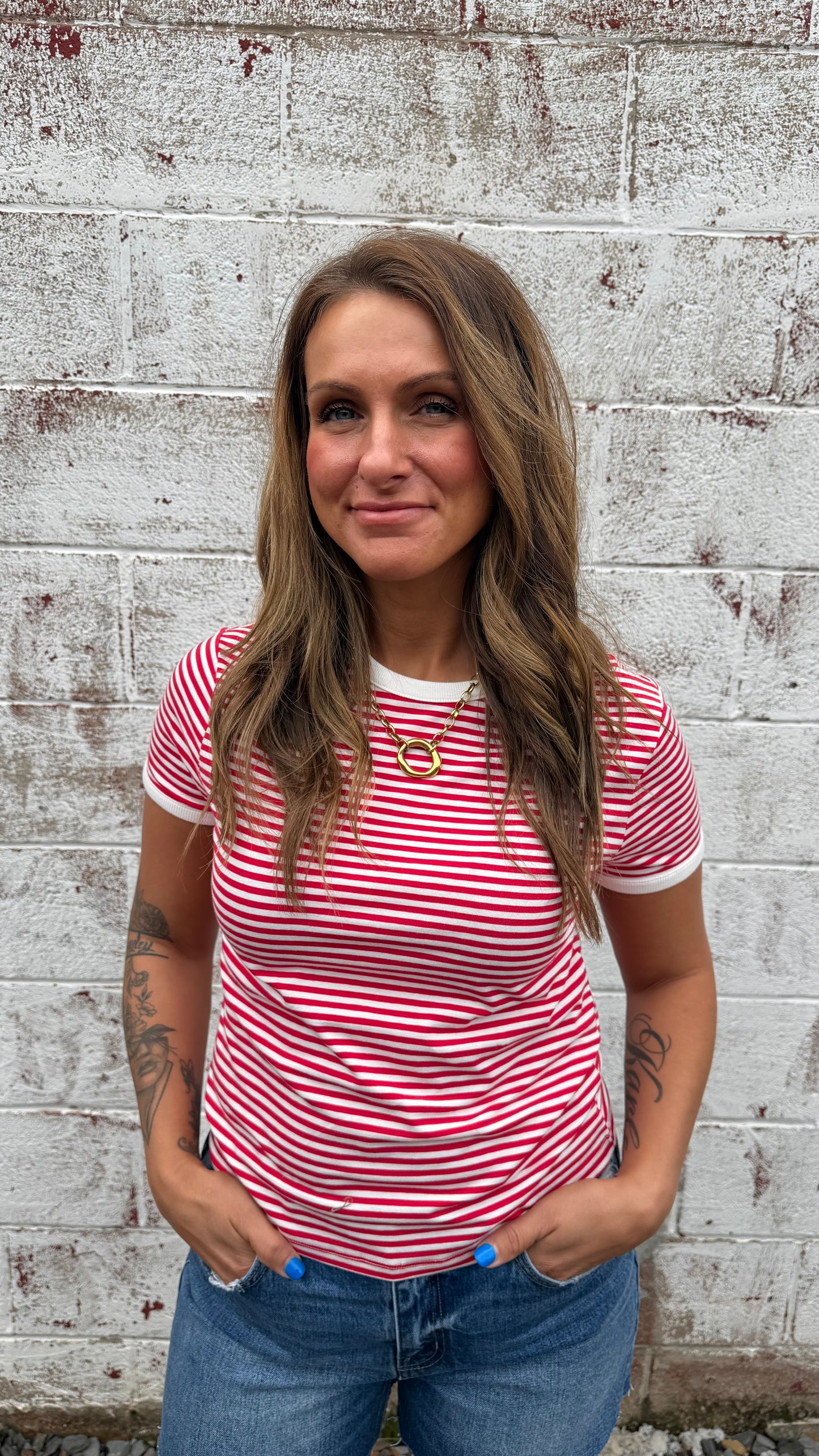 Simply Striped Top - Red