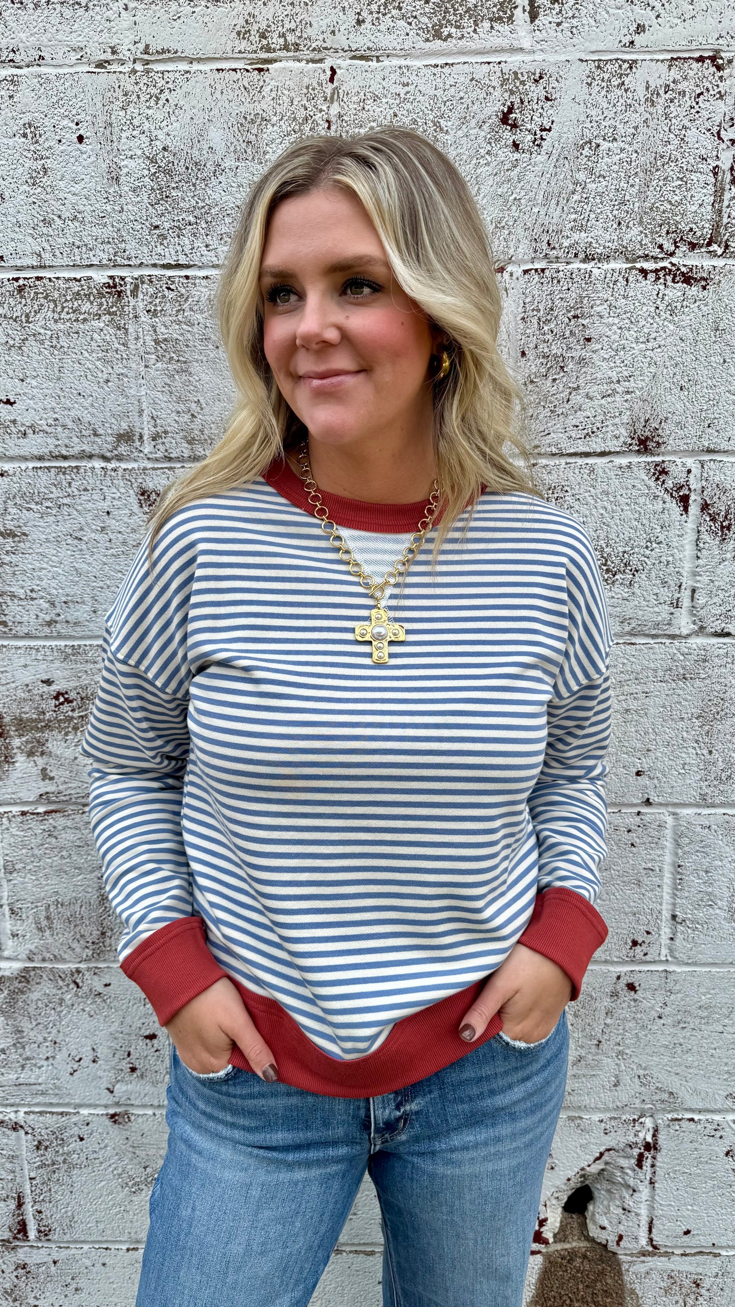 Shelia Striped Pullover - Blue