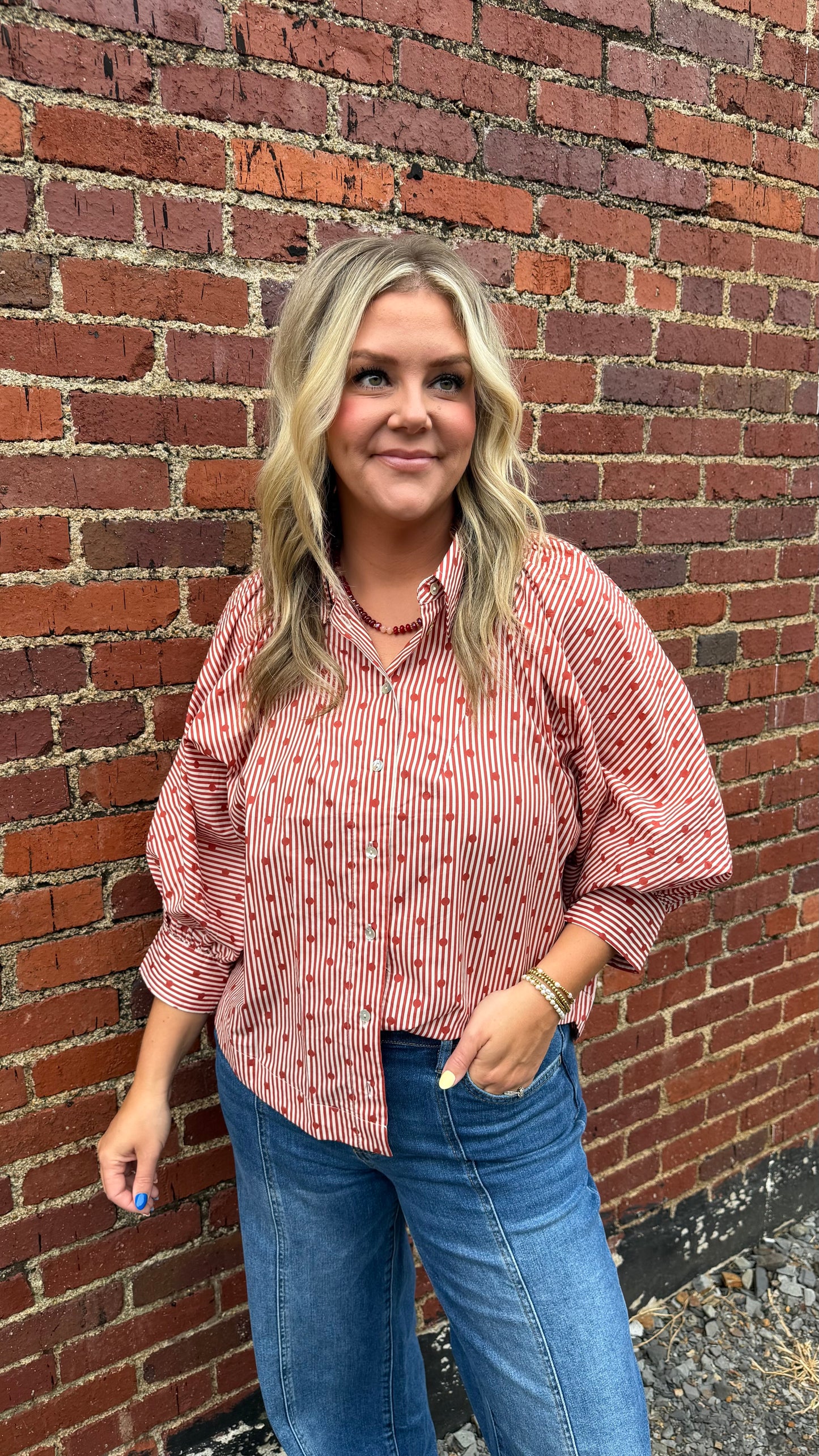 Precious Polka Dot Blouse - Rust