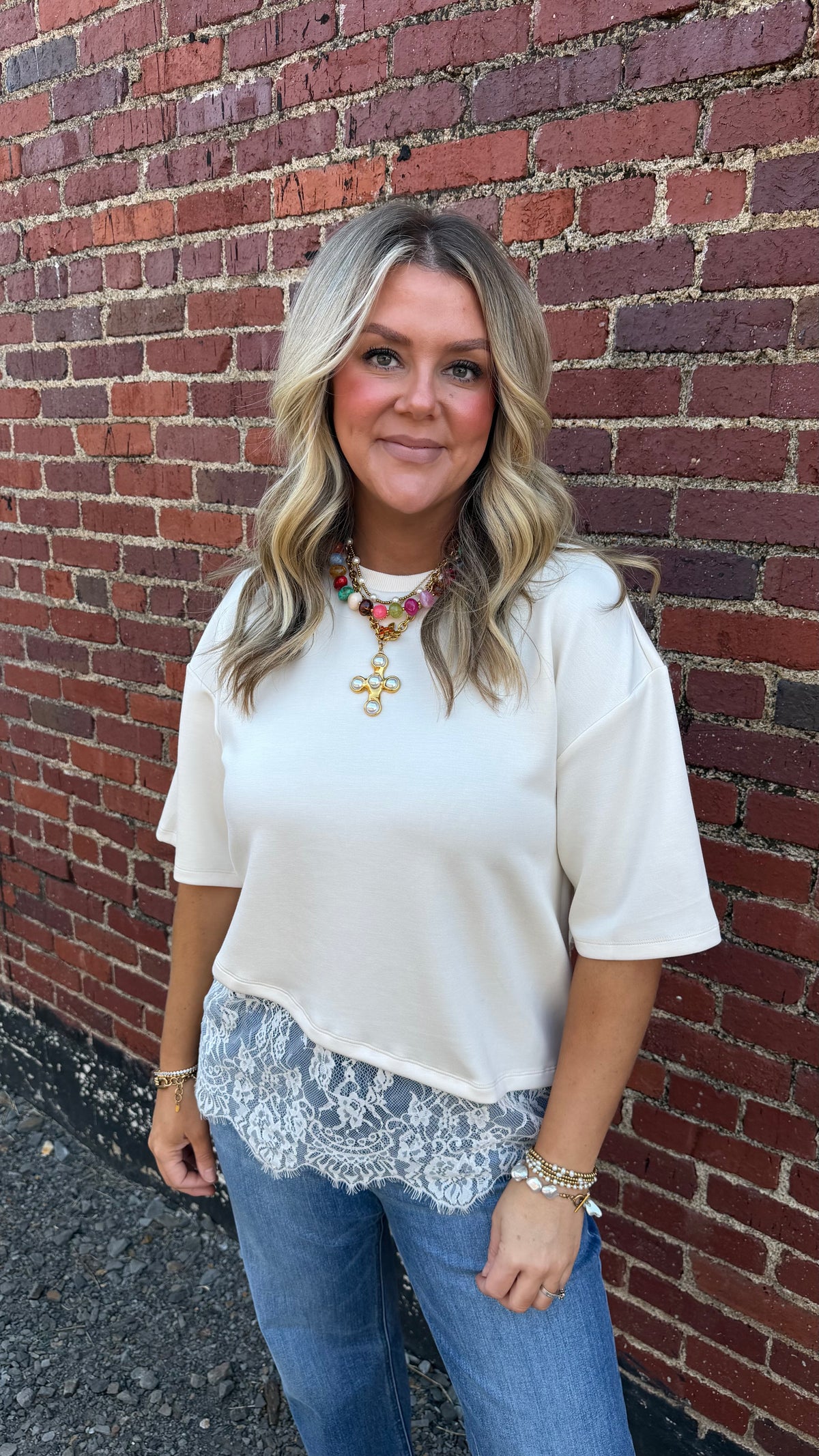 Lovely Lace Top - Cream