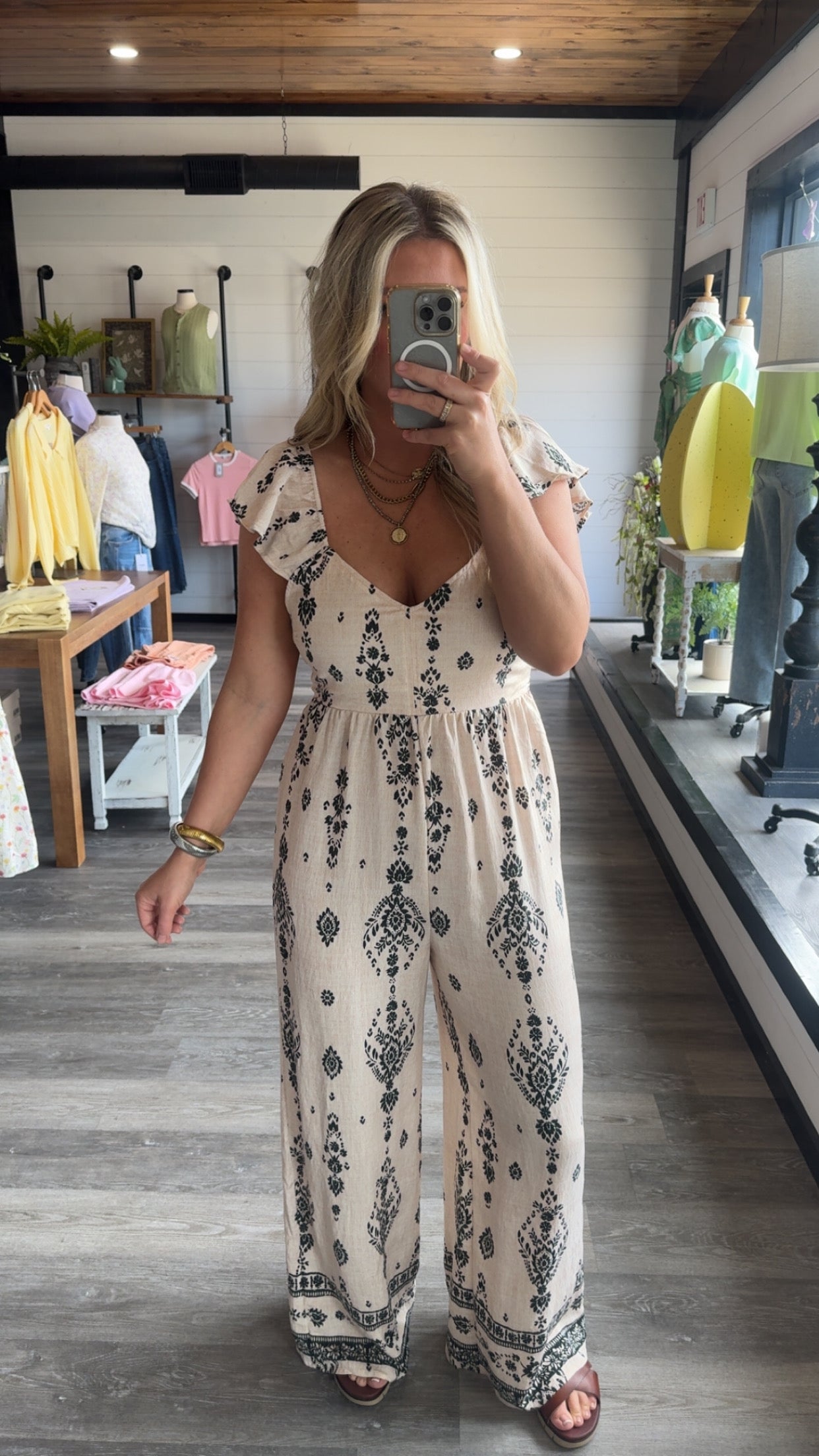 Printed Romper - Oatmeal