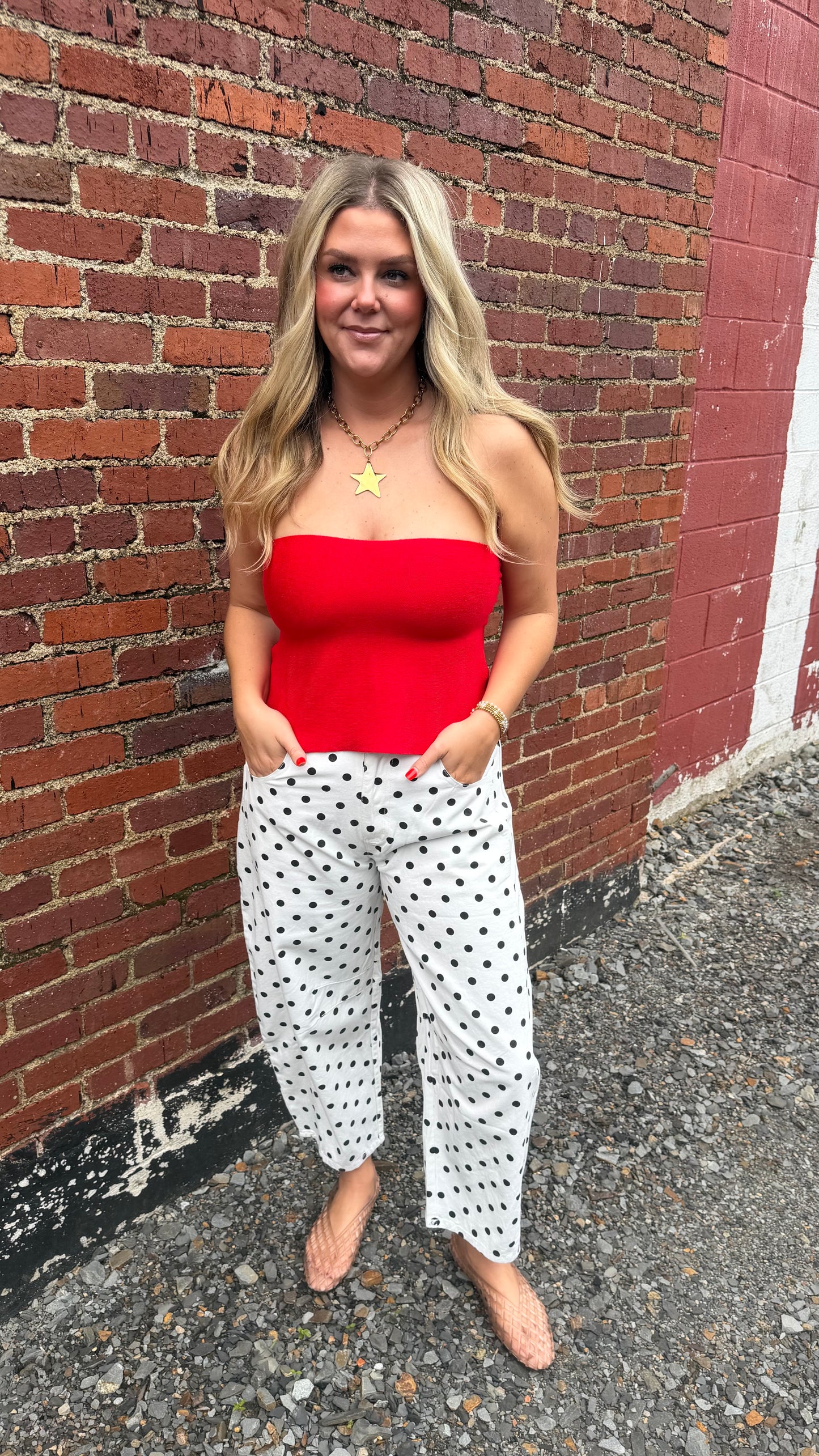 Paula Polka Dot Barrel Jeans