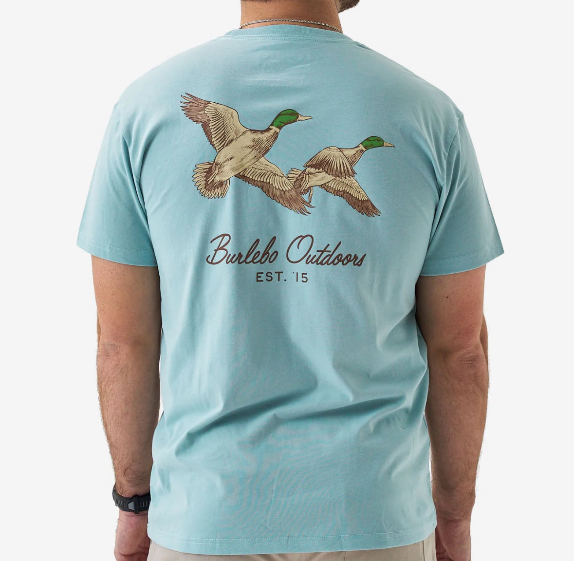 Burlebo Flying Mallard Tee - Heather Sky Blue