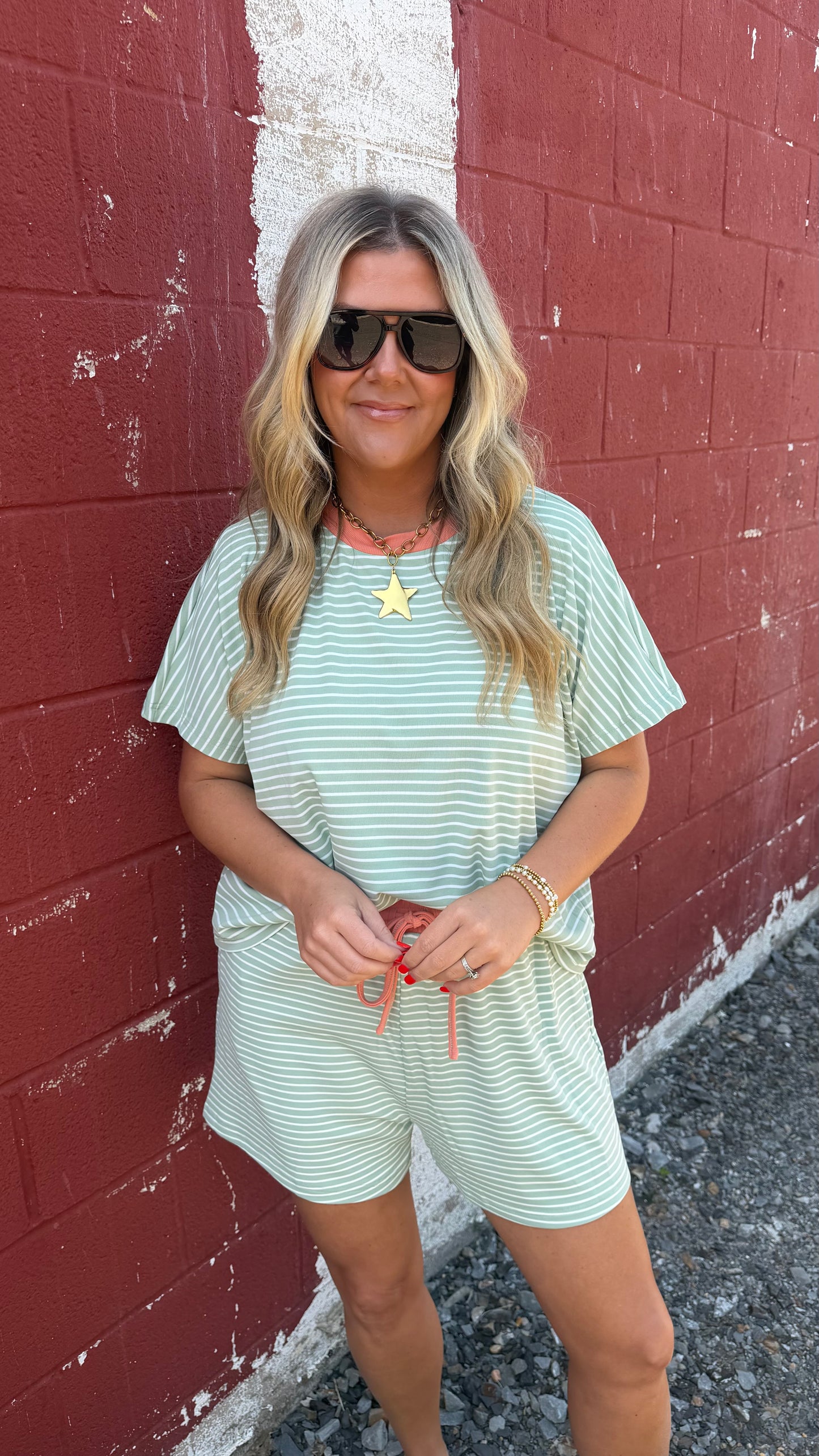 Feeling Dreamy Striped Set - Green