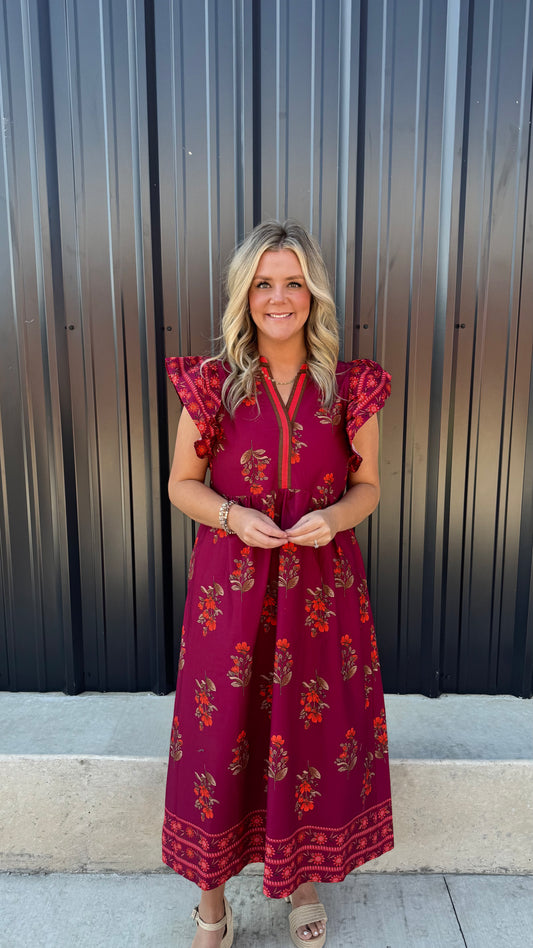 Bella Burgandy Dress