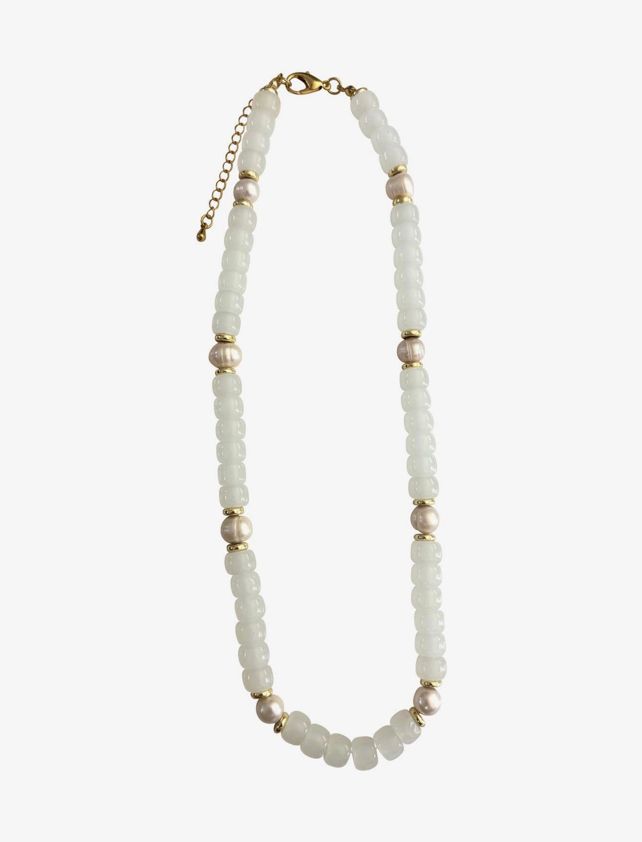 Victory Beaded Pearl Necklace - White