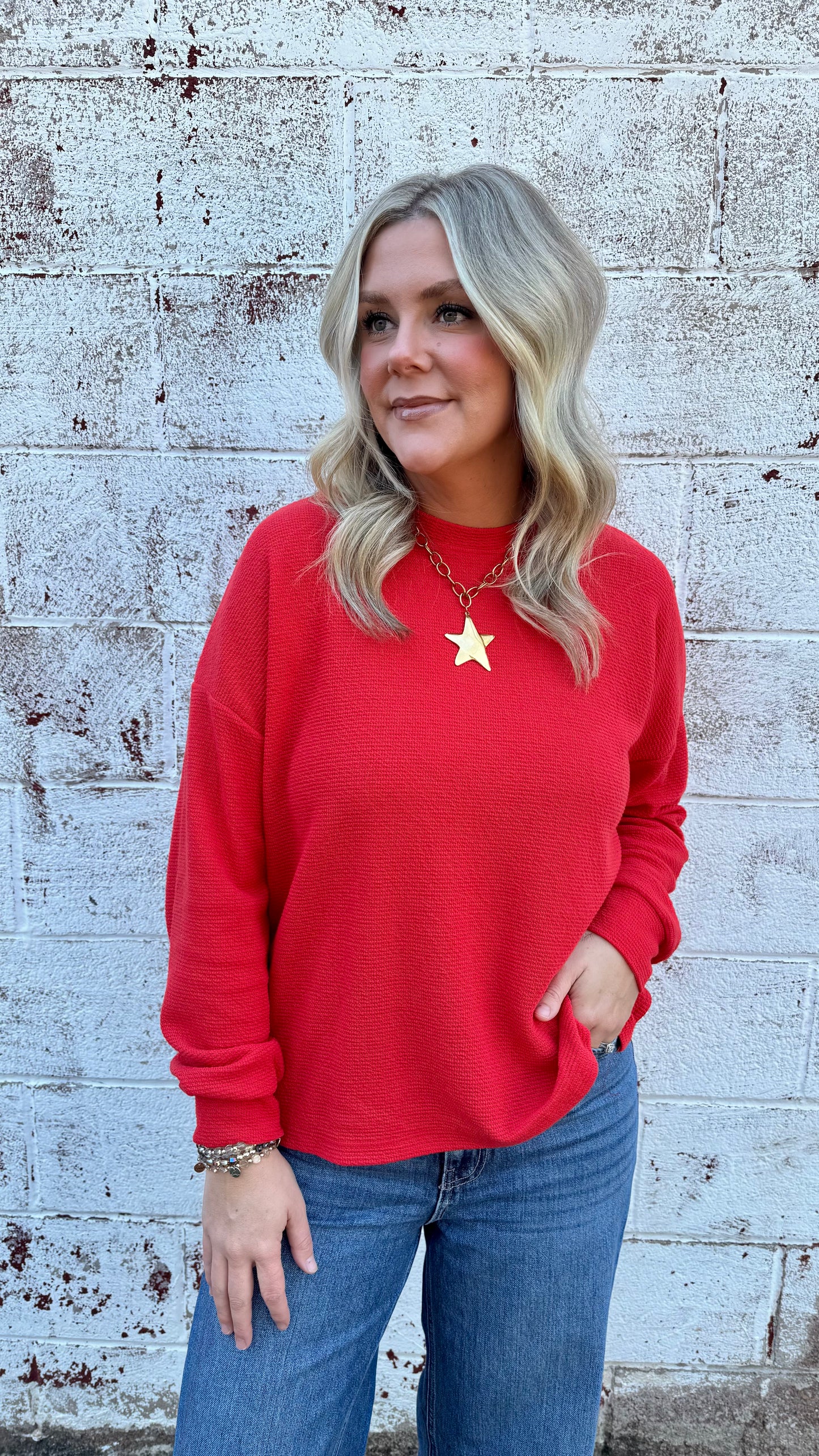 Tori Textured Top - Red