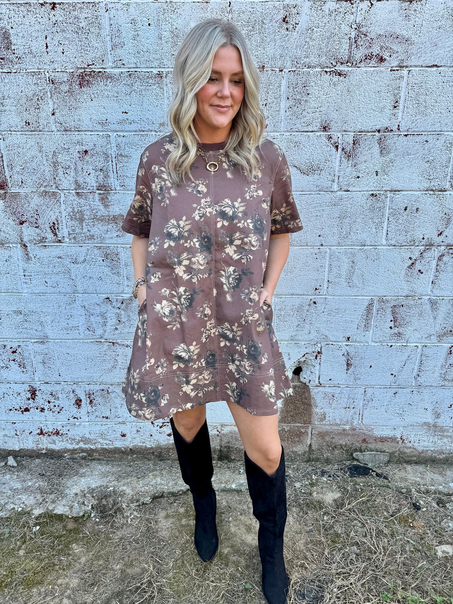 Brown Foral Dress