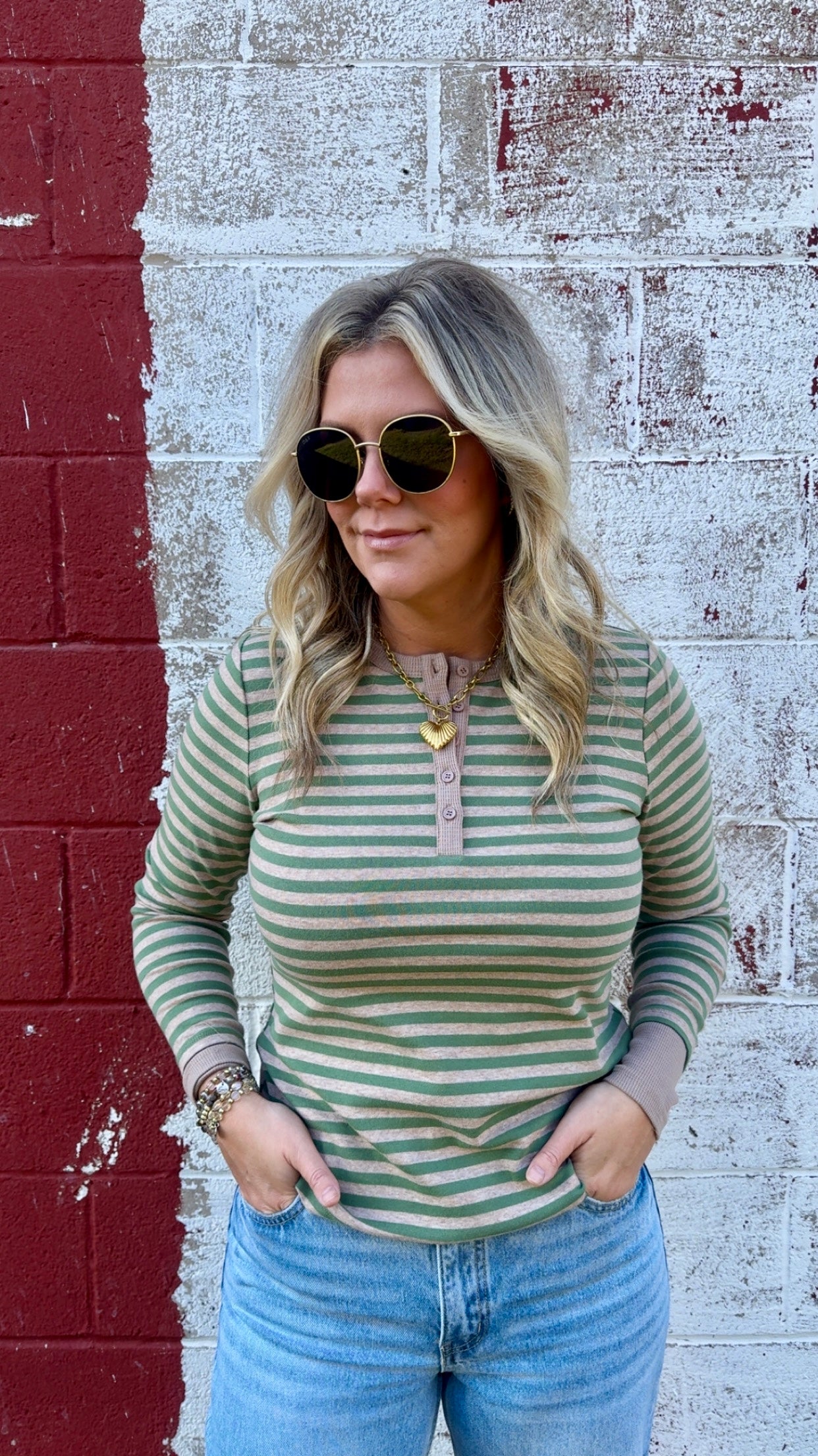 Long Sleeve Button Henley Top