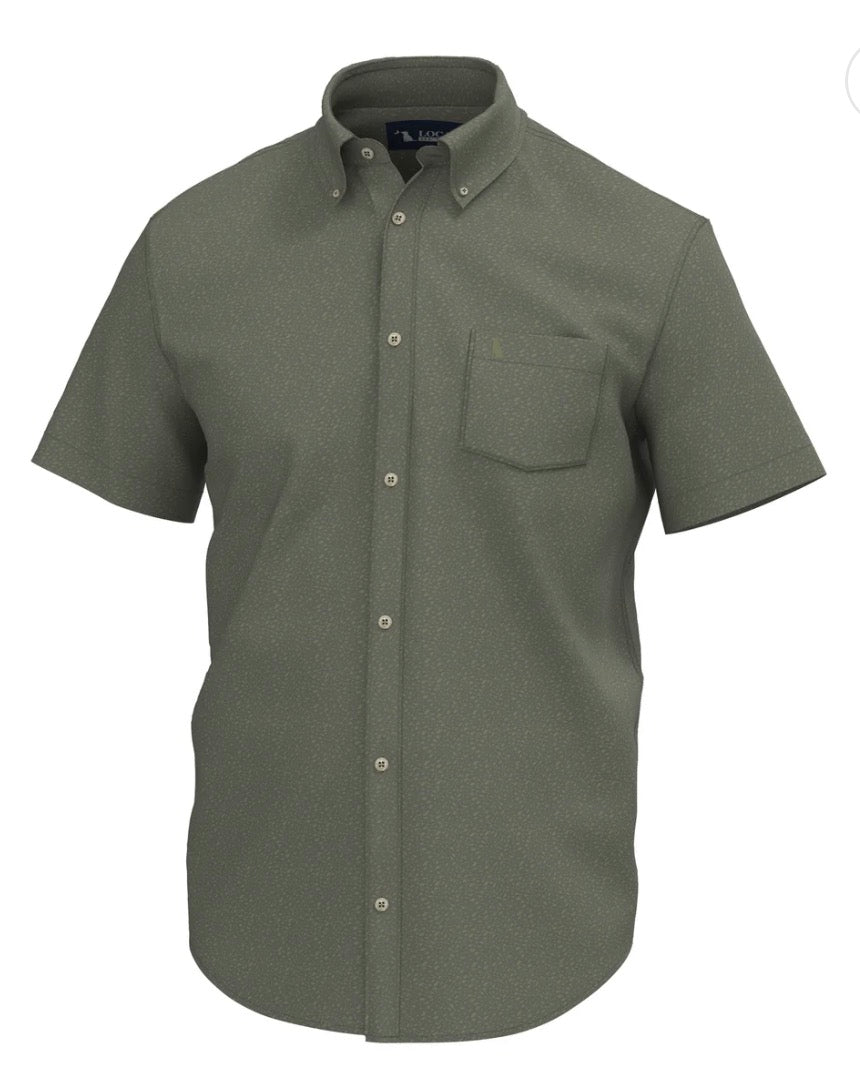 Local Boy Low Country Button Down - Olive Shoal