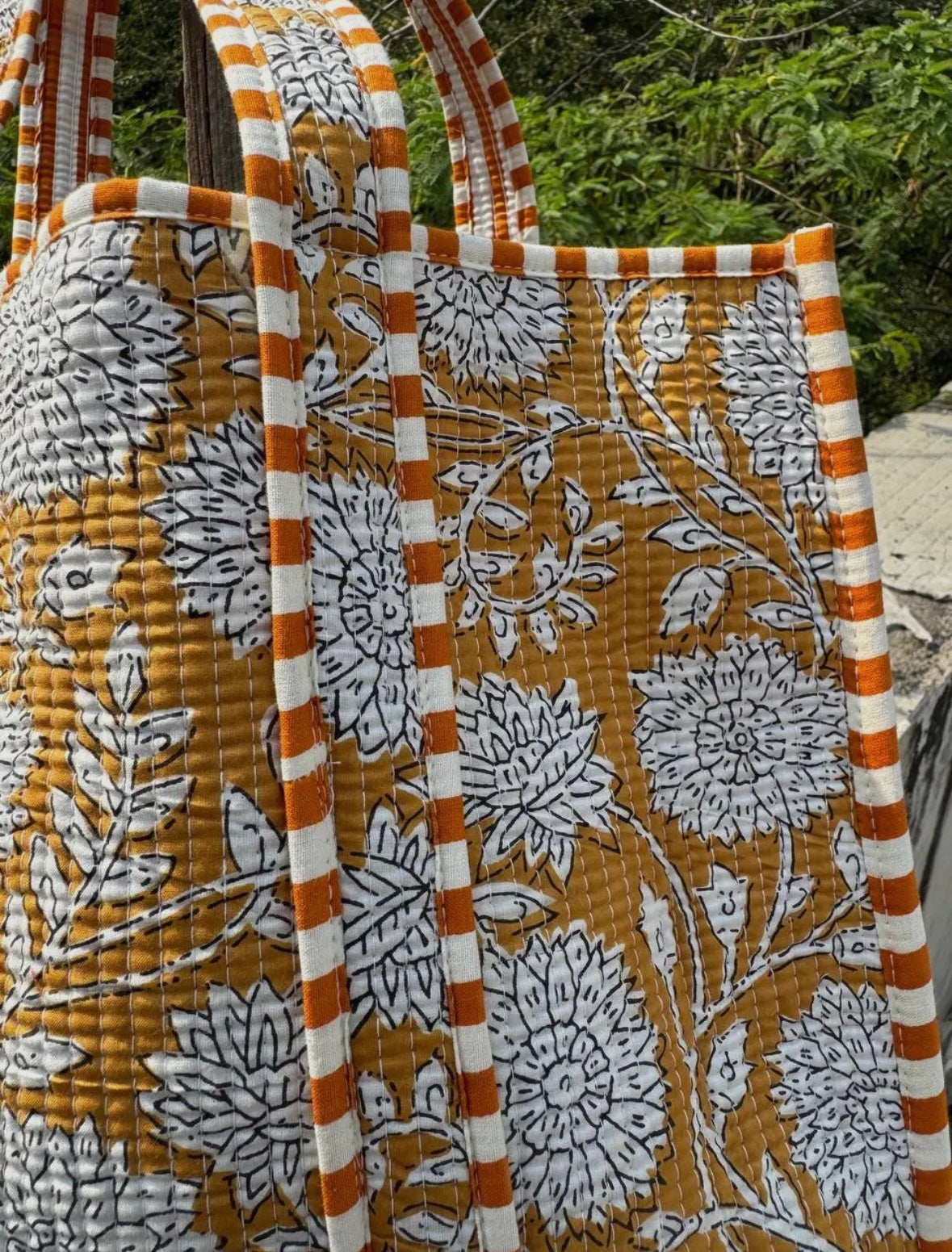 Yellow Floral Quilted Tote
