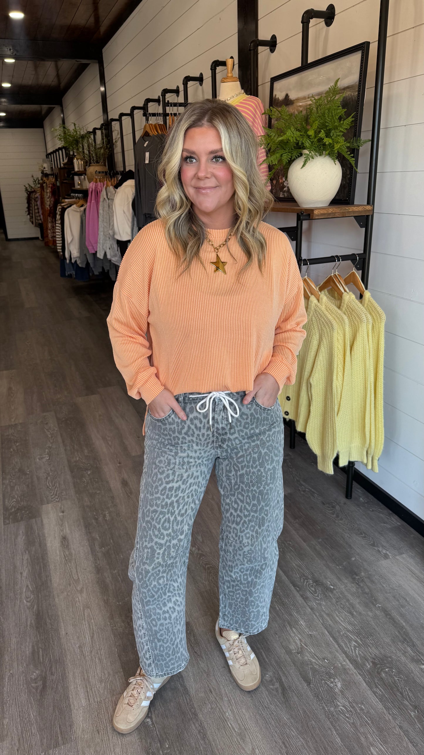 Grey Leopard Barrel Jeans