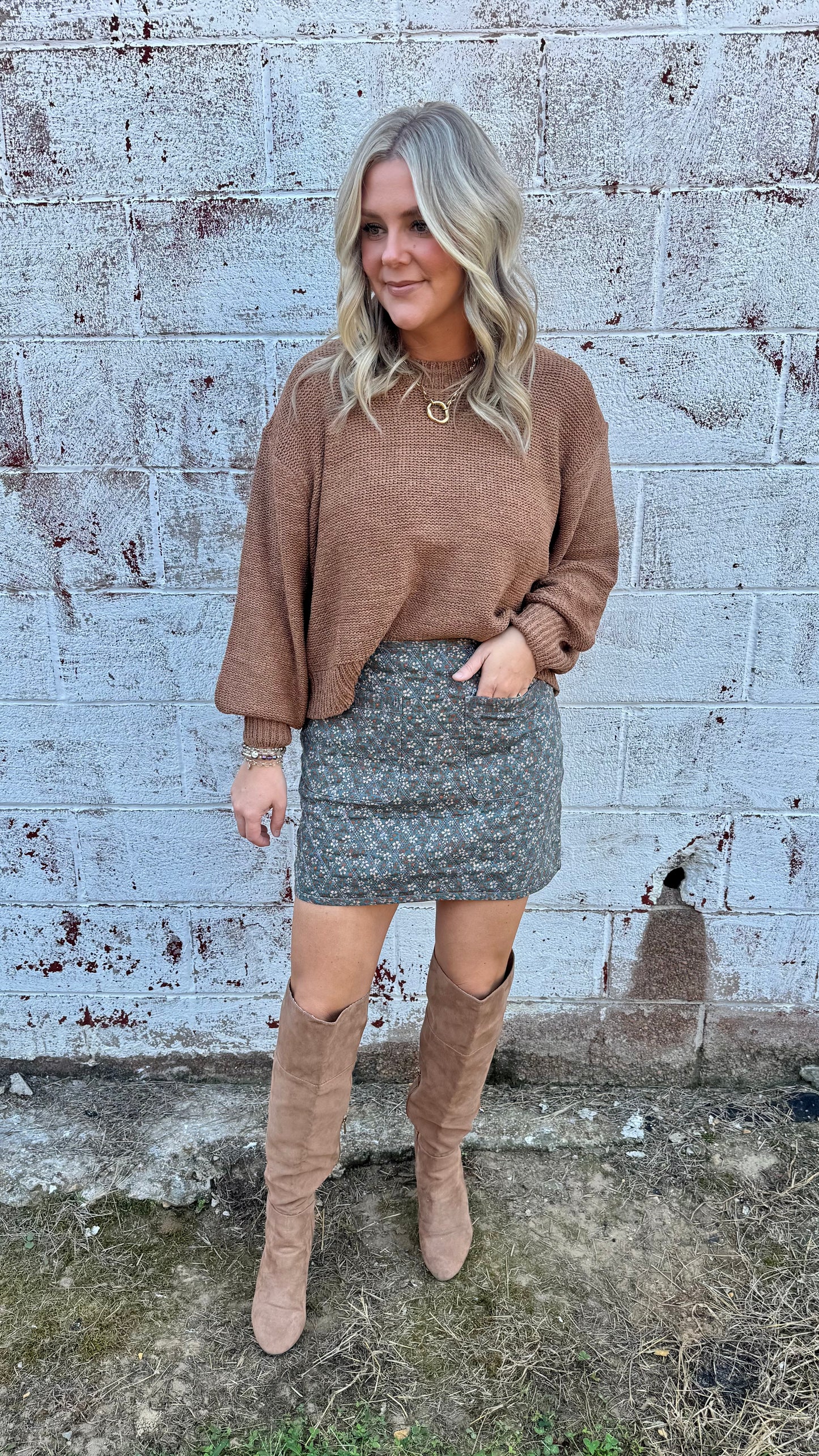 Bella Balloon Sleeve Sweater - Deep Camel
