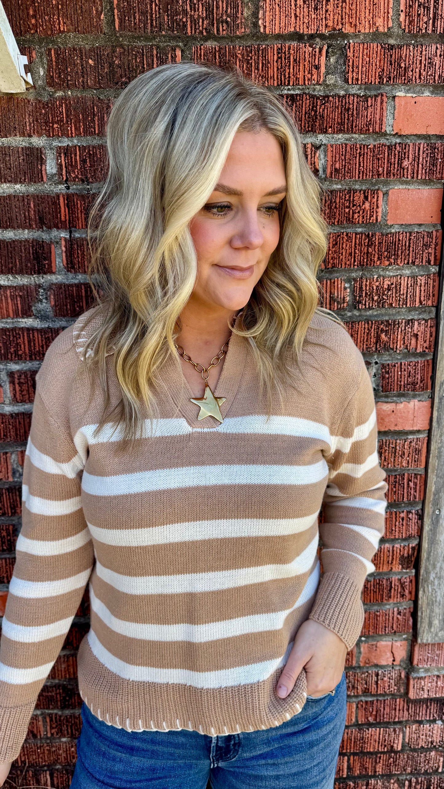 Christine Striped Collar Pullover