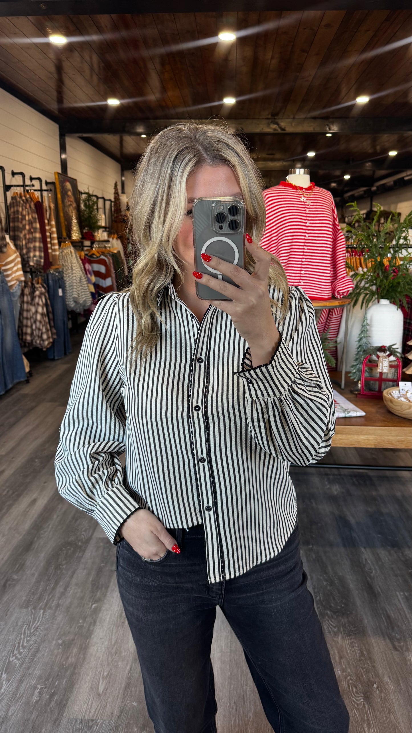 Hallie Striped Top - Black