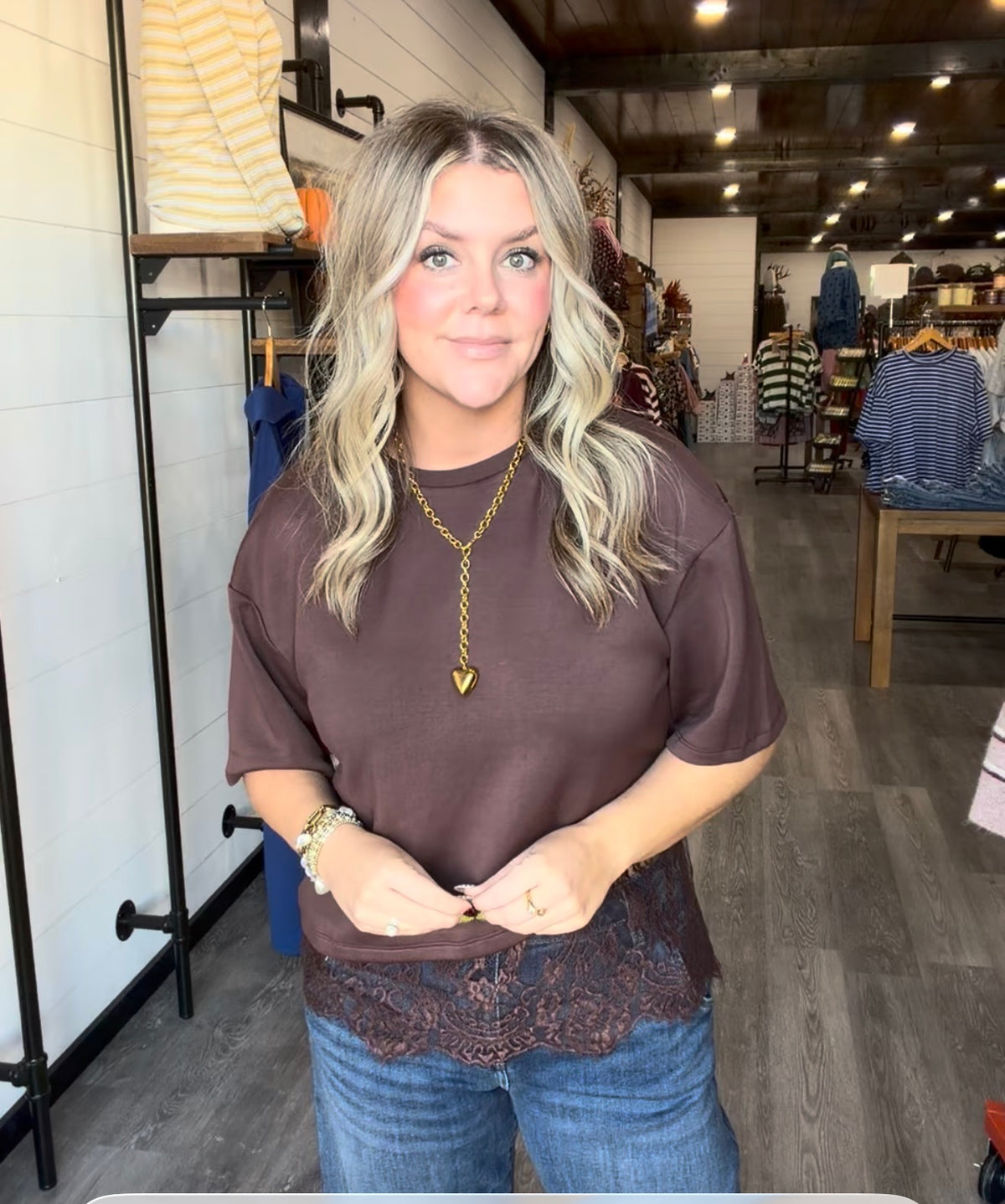 Lovely Lace Top - Brown