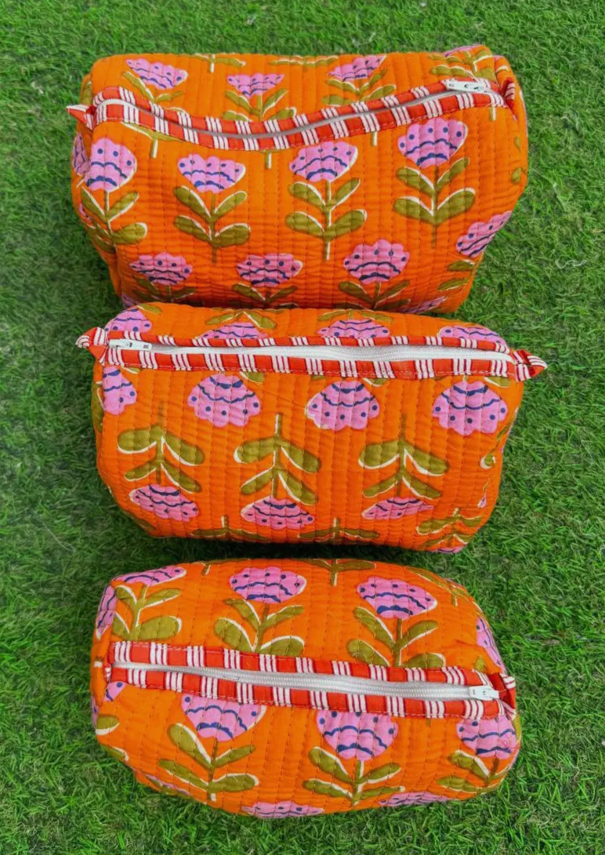 Orange Floral Cosmetic Bag