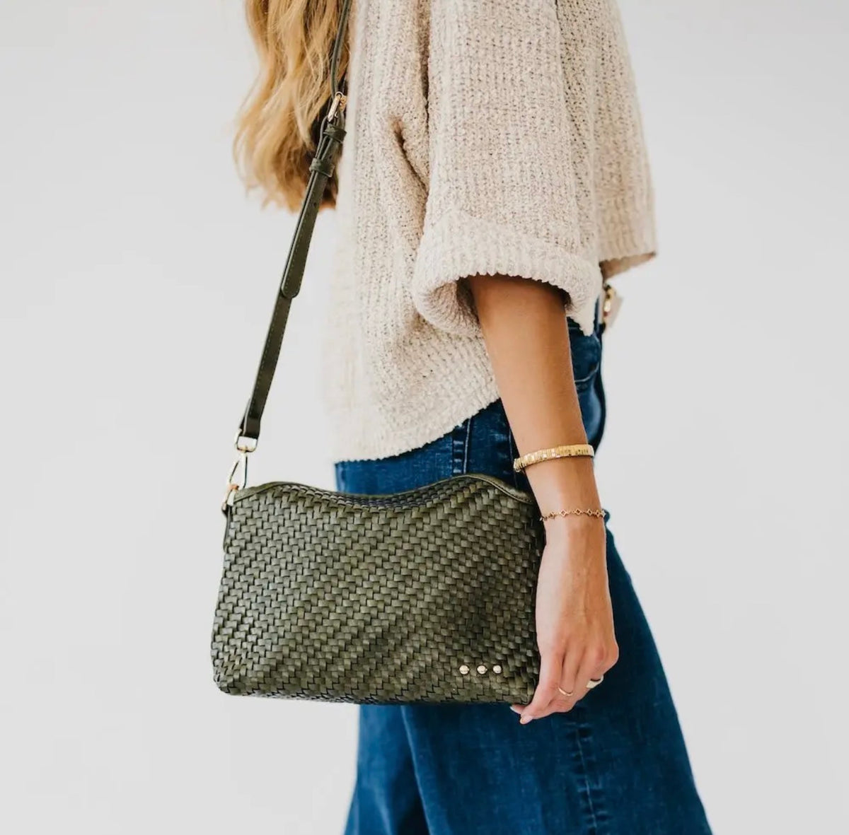 Jamie Woven Crossbody - Olive