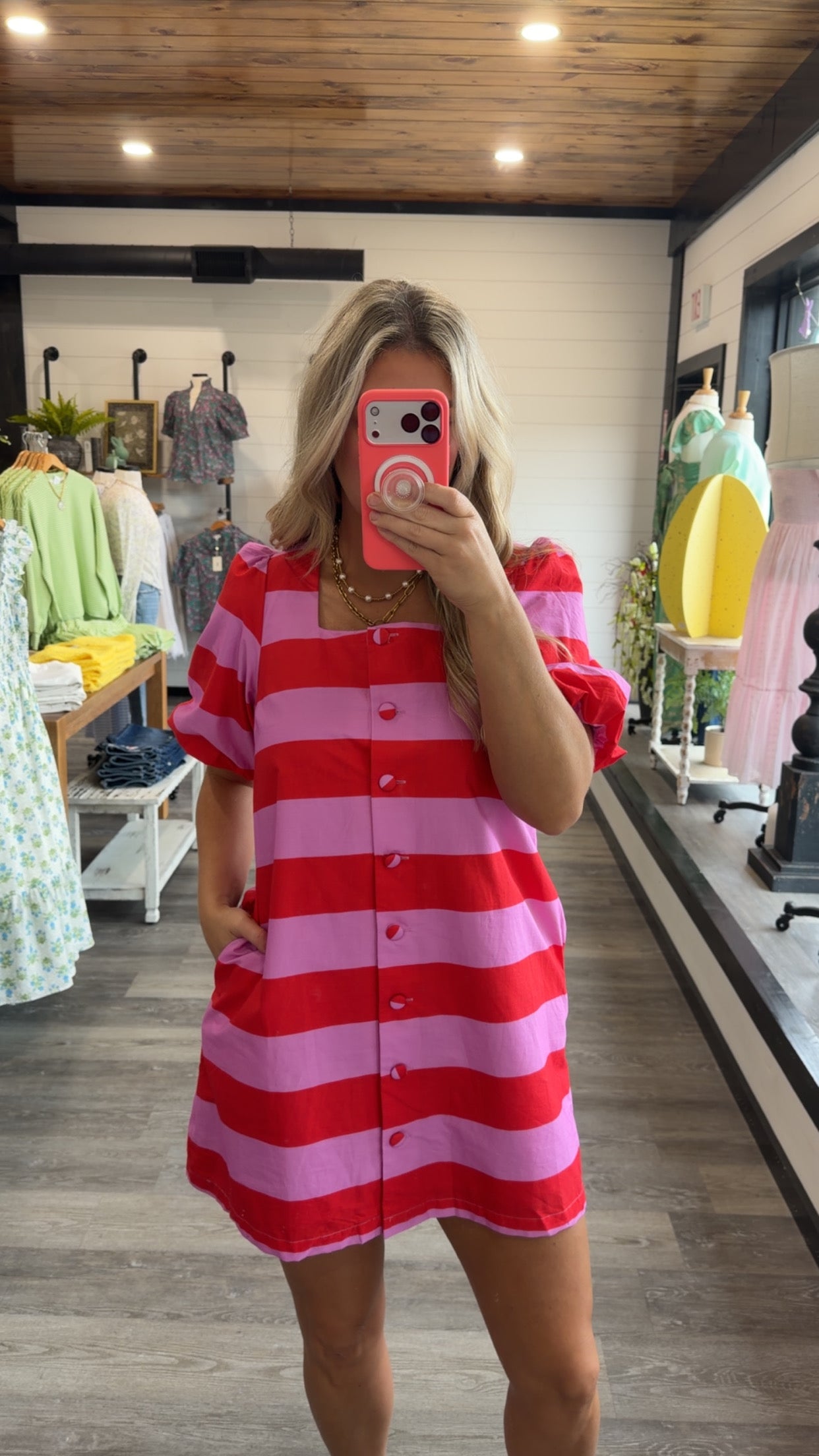 Red Striped Mini Dress