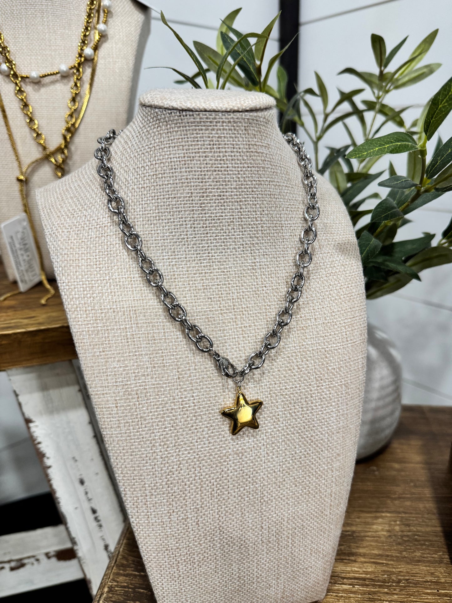 Two Toned Star Necklace