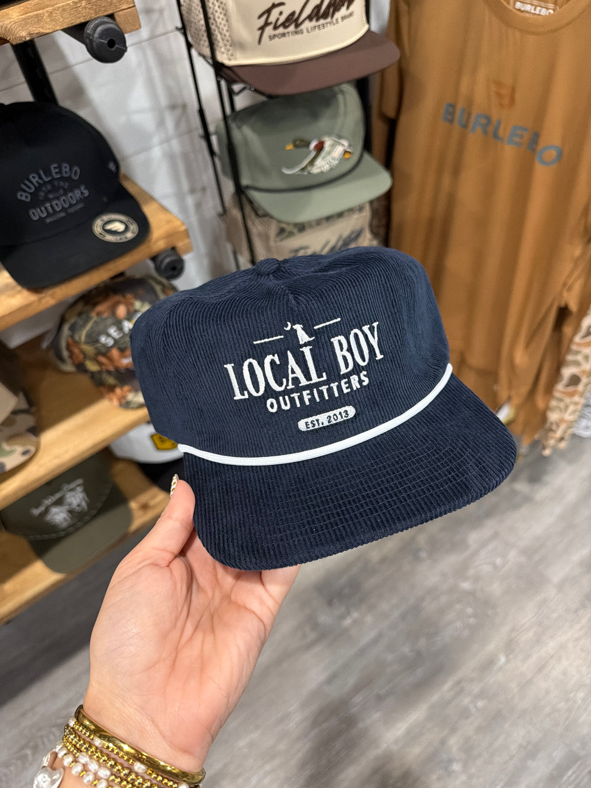 Local Boy Lucky Text Courduroy Hat