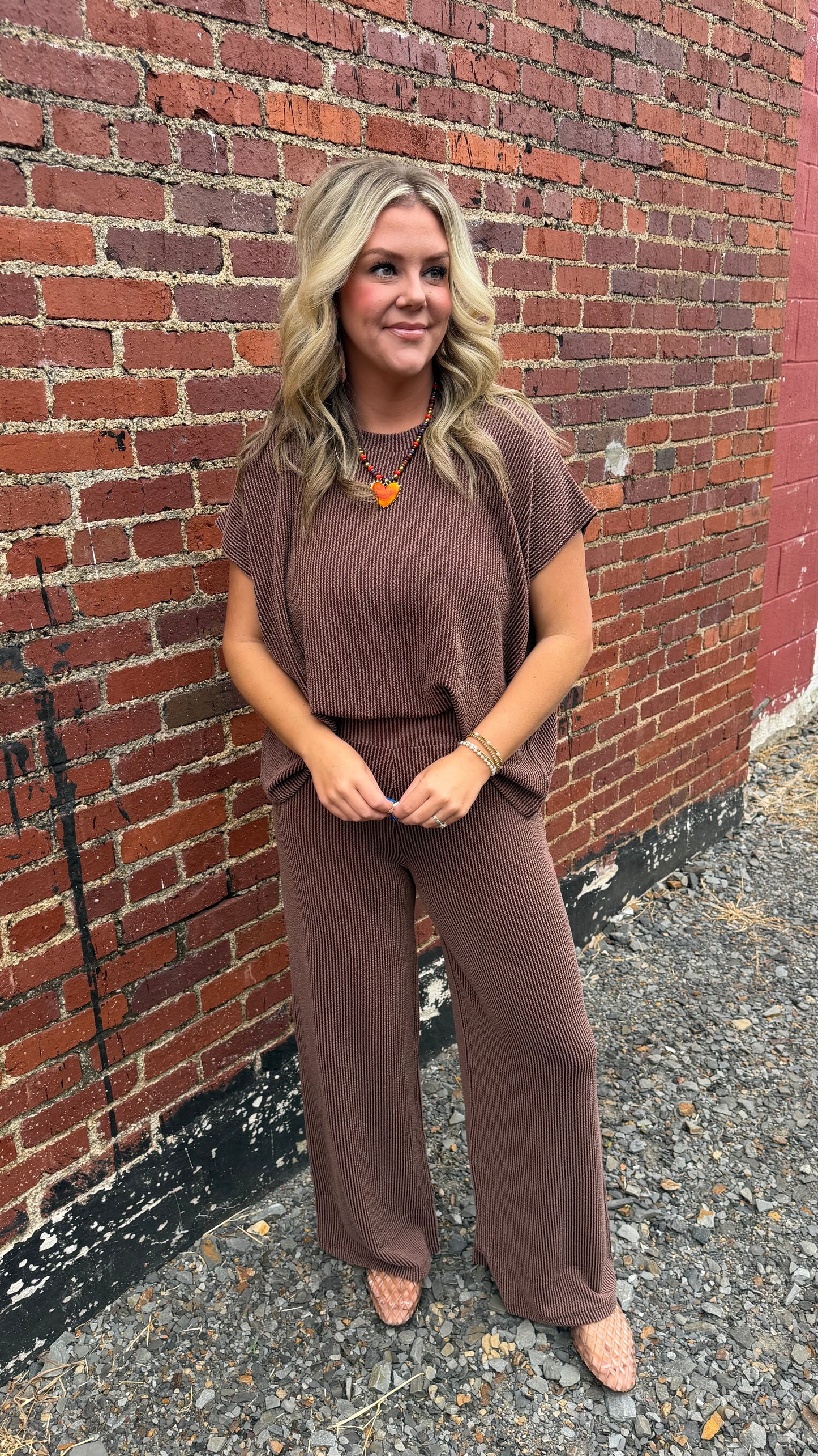 Classic Comfort Ribbed Set - Brown