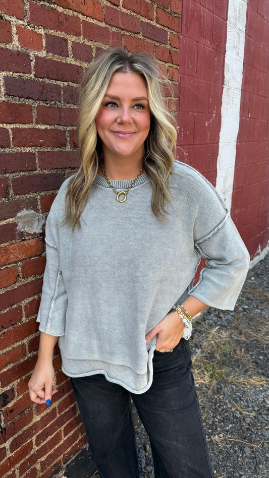 Ellison Washed Boxy Sweater - Silver