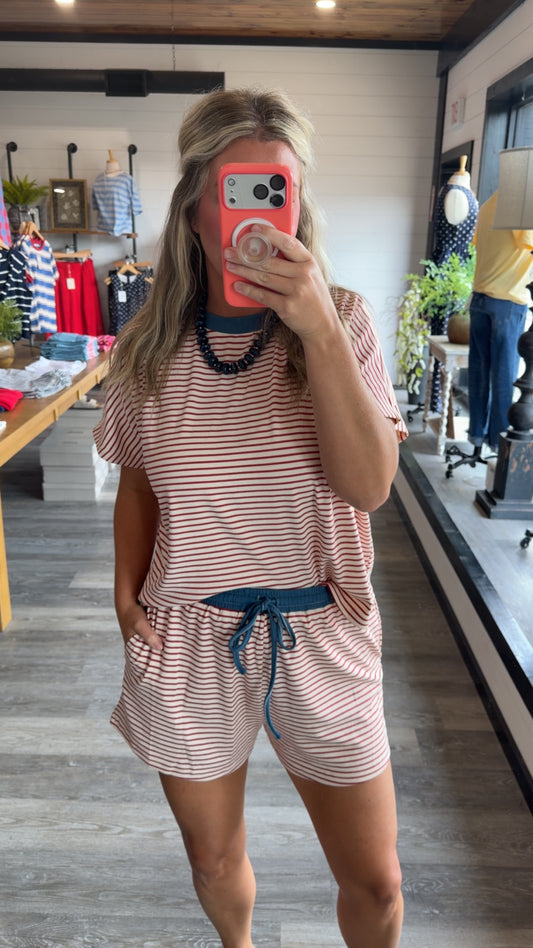 Feeling Dreamy Striped Set - Dusty Blue