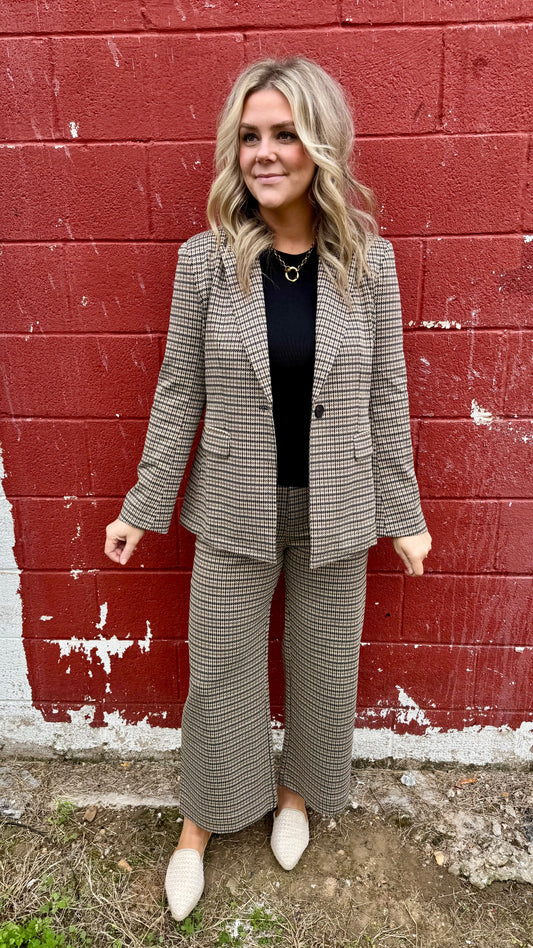Hazel Houndstooth Straight Leg Pants