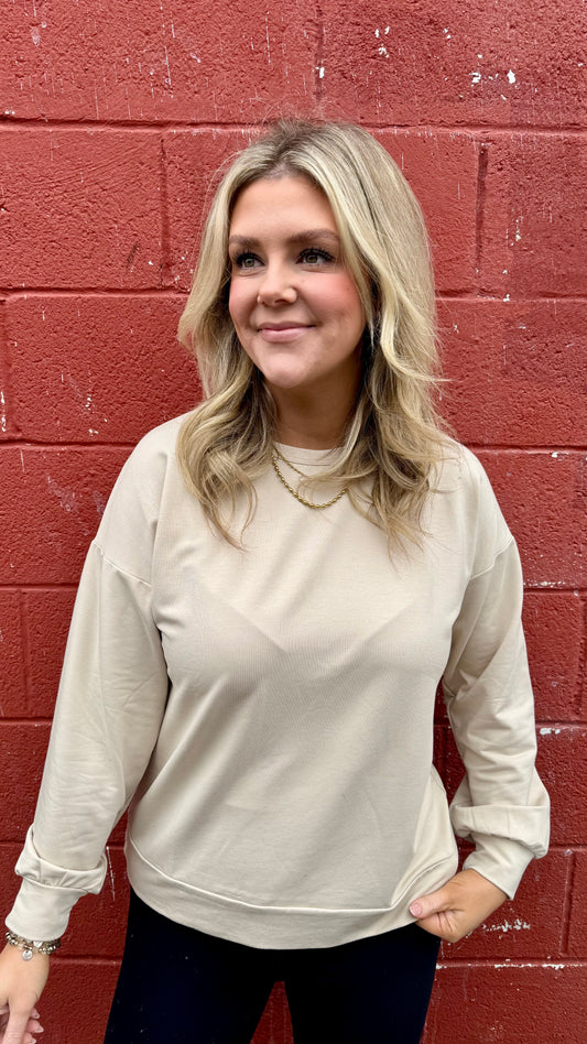 Saylor Crew Neck Pullover - Cream