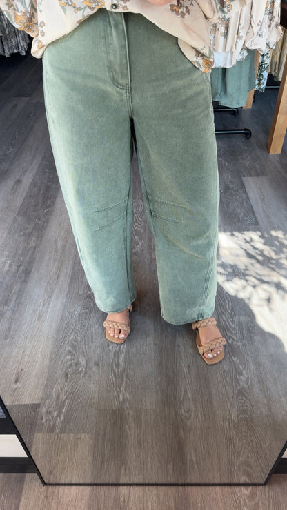 Brianna Barrell Jeans - Olive