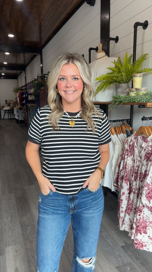 Cloudy Knit Striped Crop Top
