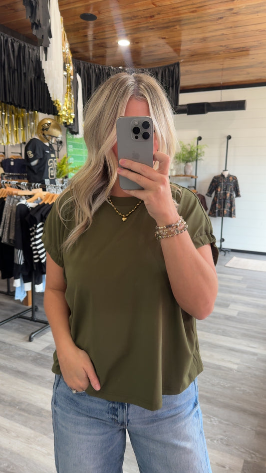Jersey Knit Lightweight Top / Olive