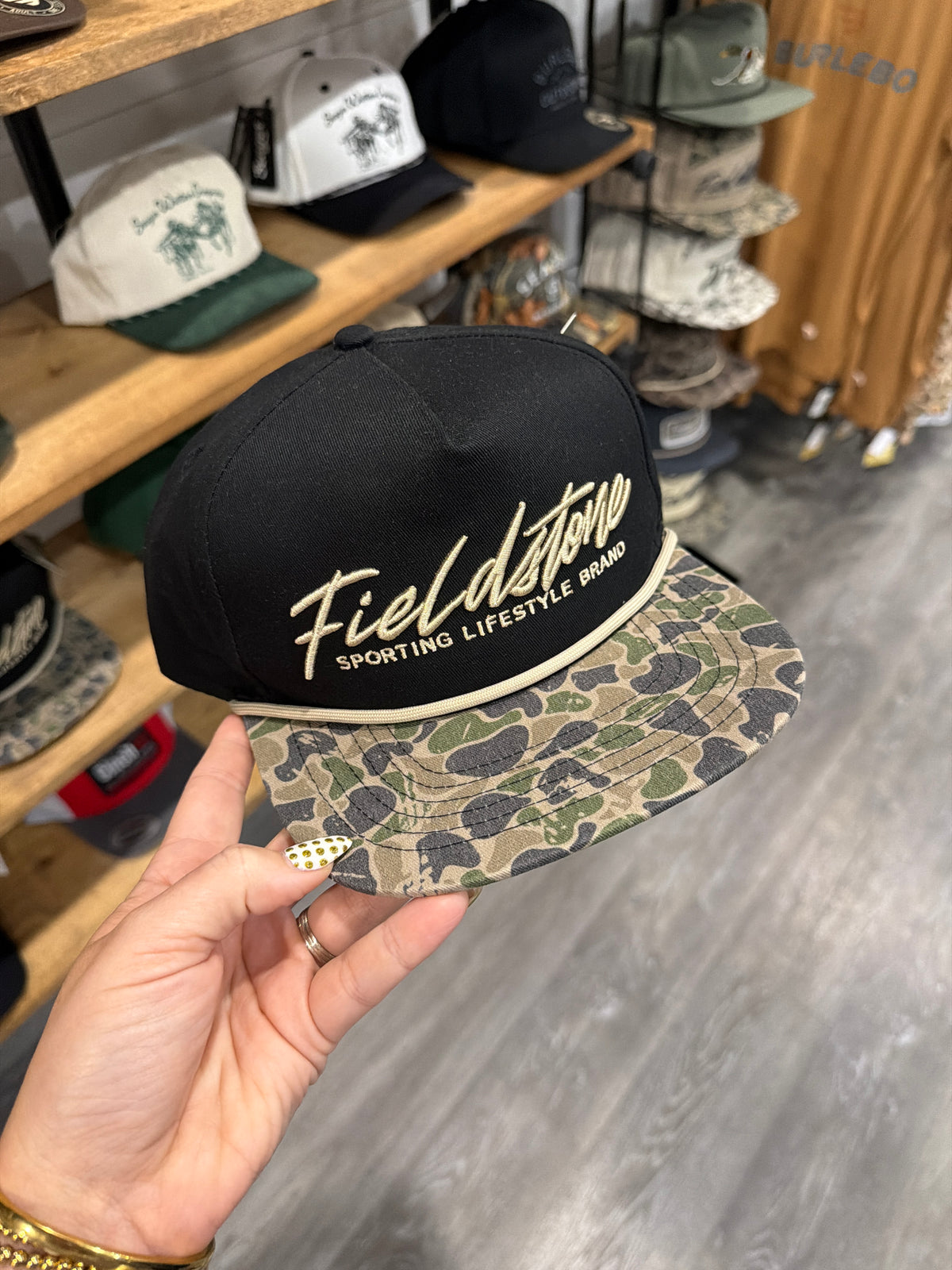 Fieldstone Black Camo Bill Logo Hat